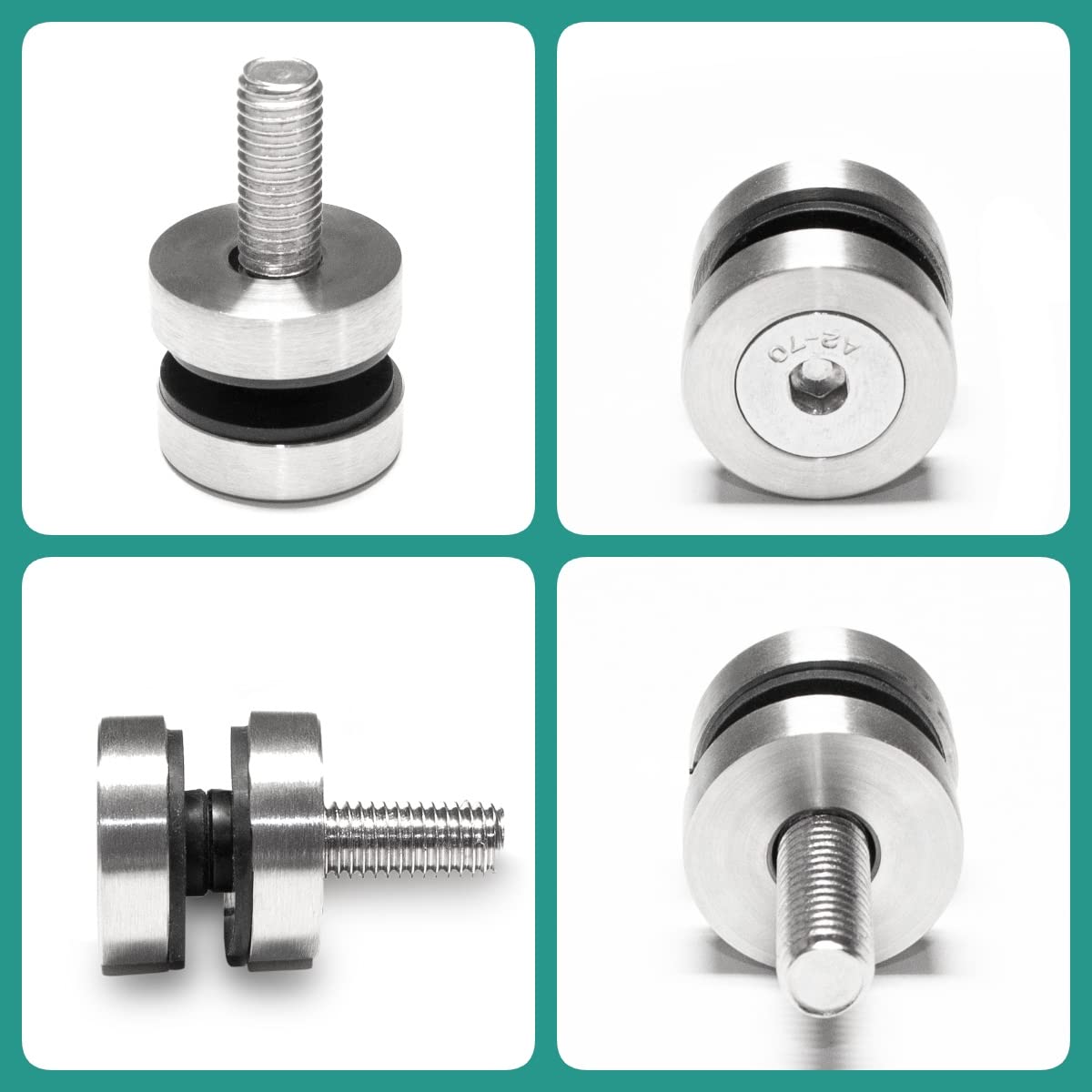PRIOstahl Glaspunkthalter Ø42,4mm flach 8 Stück V2A