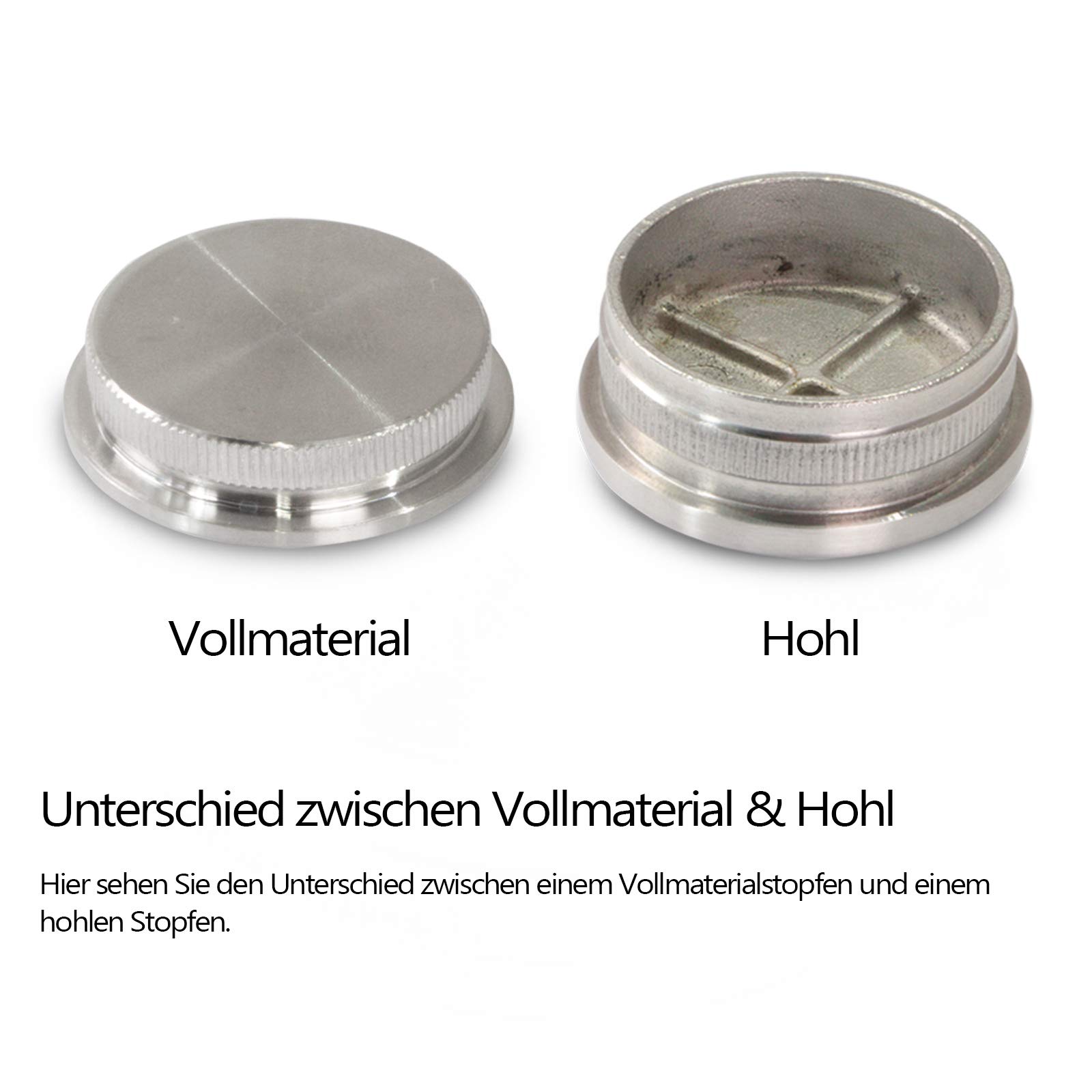 PRIOstahl Endkappe 42,4mm Rohrstopfen V2A Gewölbt Voll