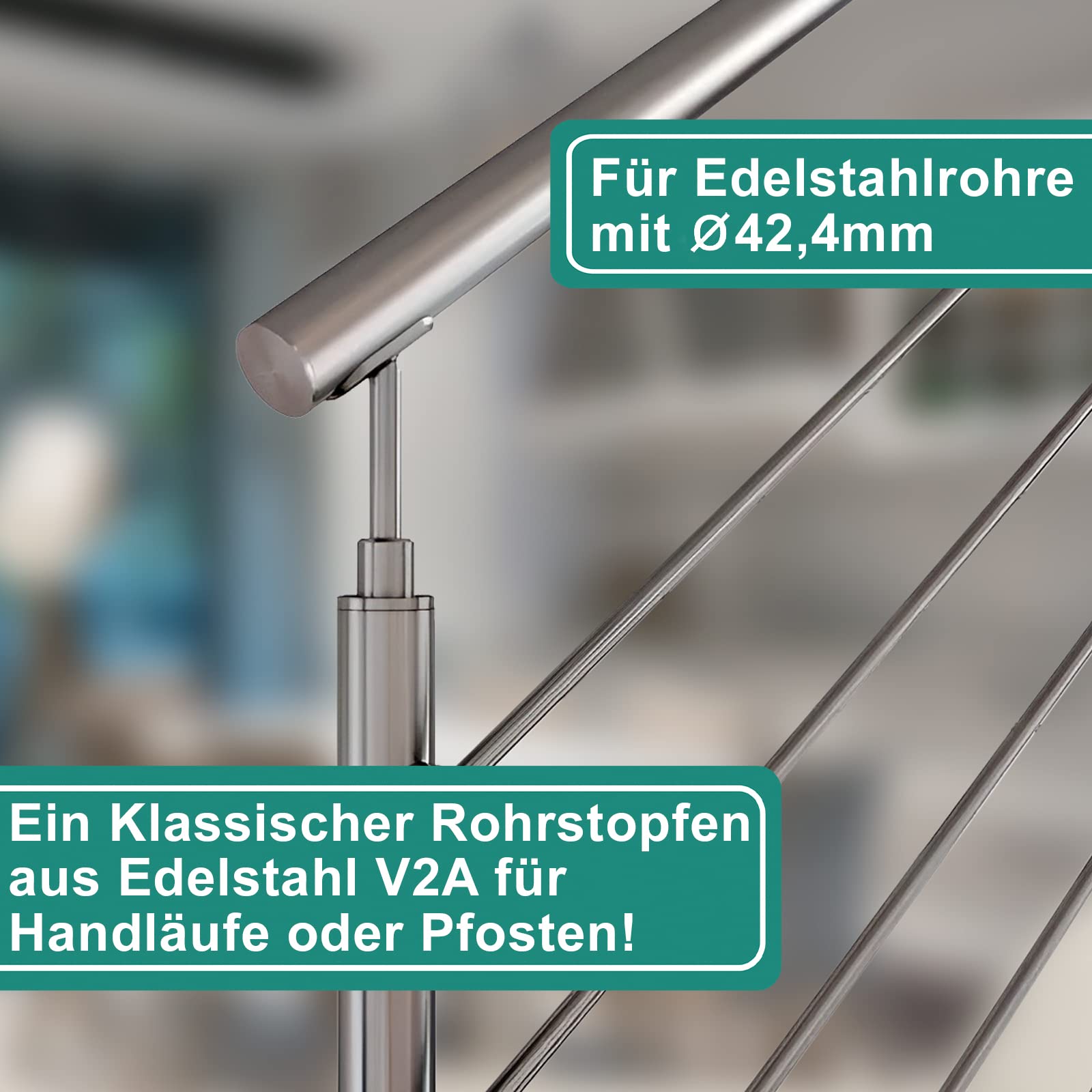 PRIOstahl Geländerbau Rohrstopfen 42,4mm V2A gewölbt