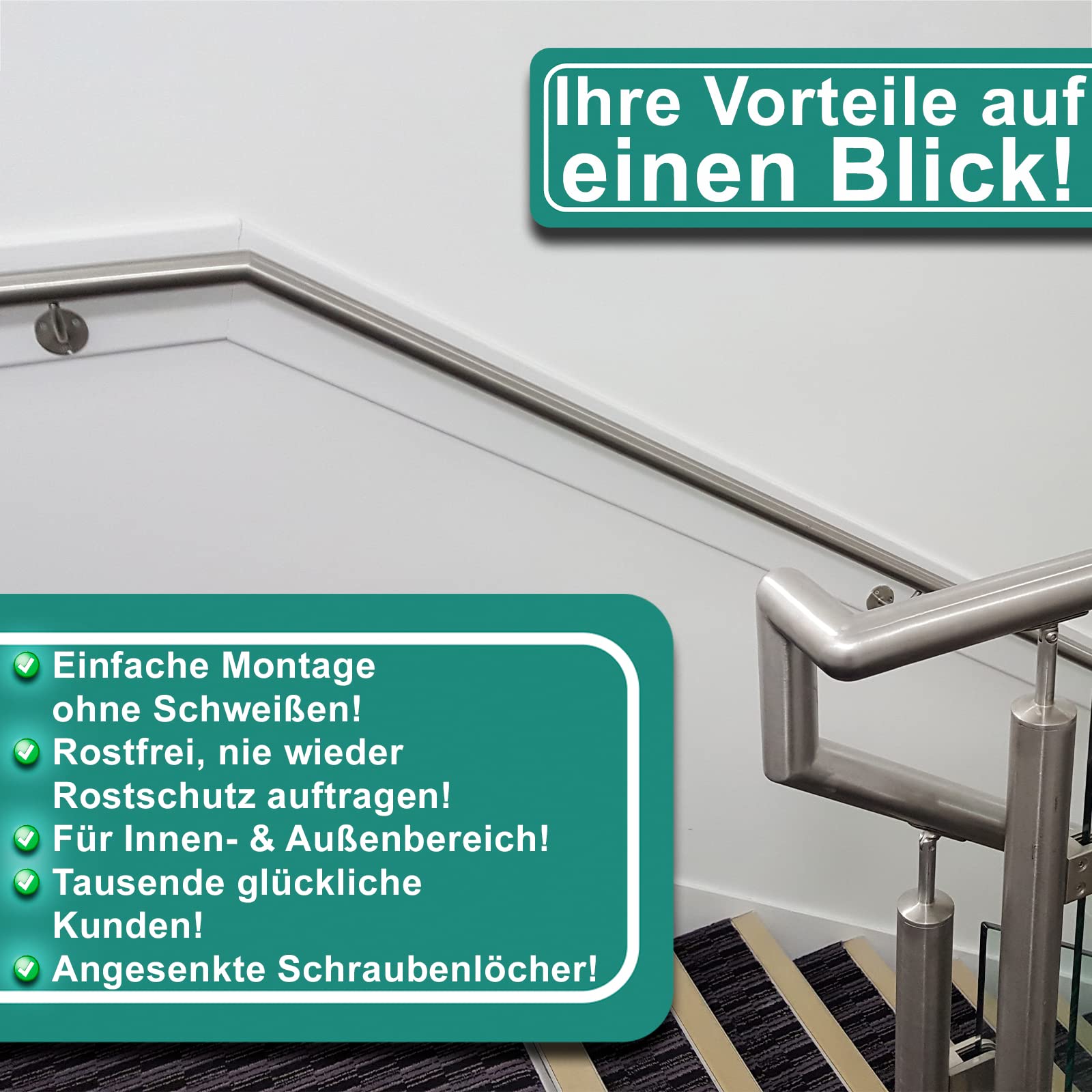 PRIOstahl Handlaufhalter Wandhalter Edelstahl V2A Ø42,4 mm