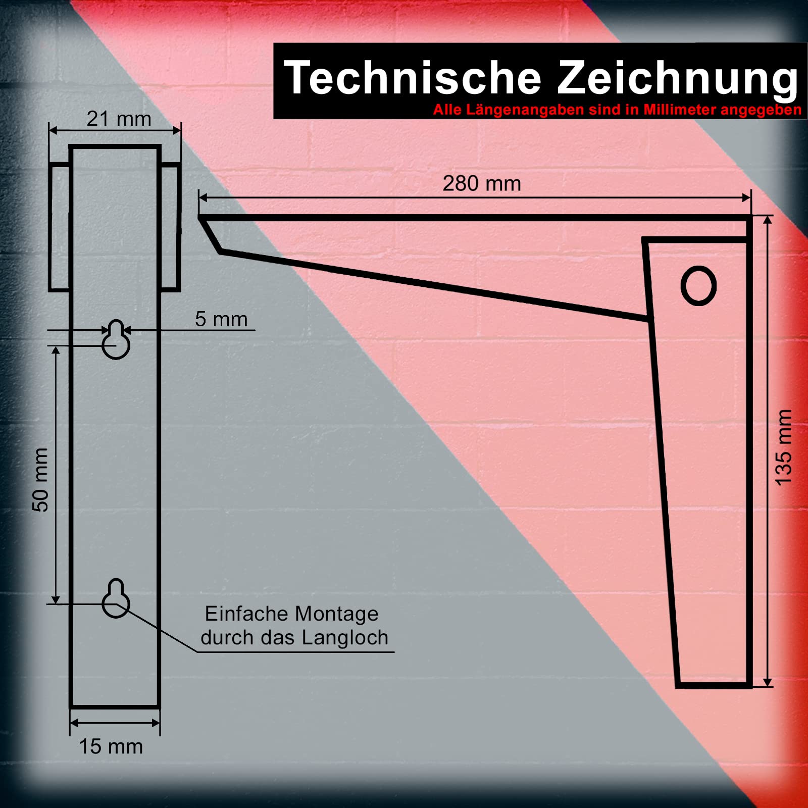 PRIOstahl Klappkonsole 280x135mm Regalträger weiß 2 Stück