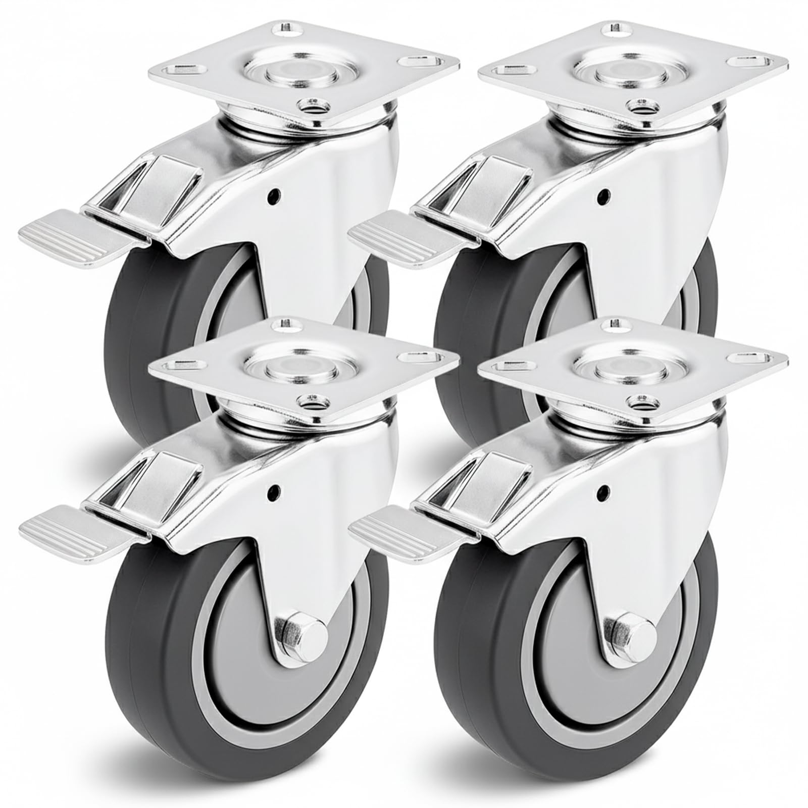PRIOstahl Transportrollen 100mm Möbelrollen 4er Set Bremse