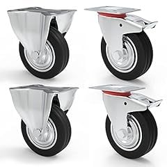 PRIOstahl Transportrollen 200mm Gummi Schwarz 4 Stück Bremse
