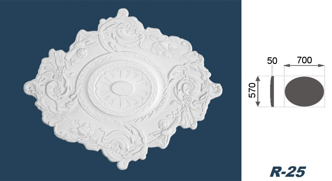 Hexim R-25 Stuckrosette 70x57cm Deckenrosette weiß EPS