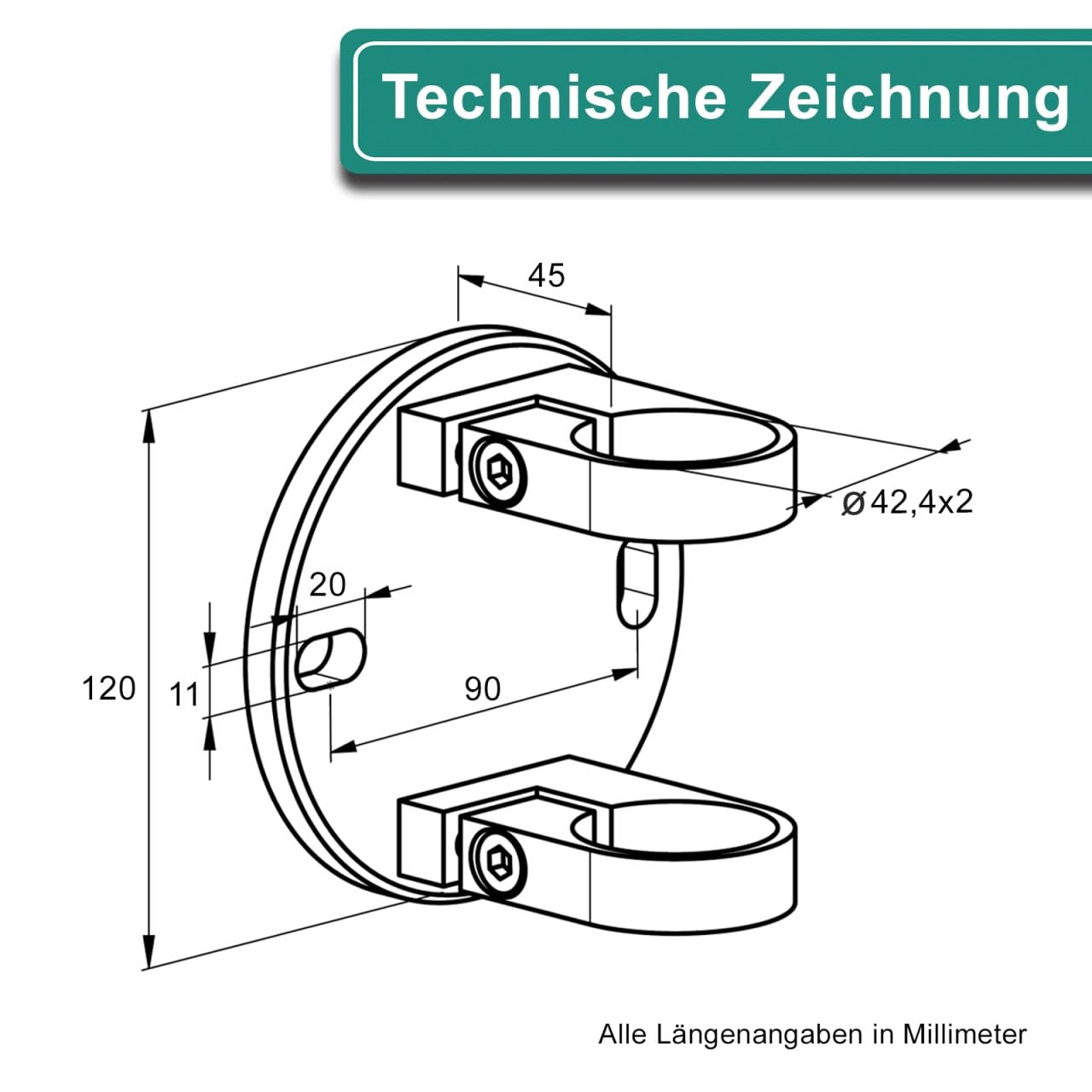 PRIOstahl Geländerbau Wandanker 42,4mm Edelstahl V2A