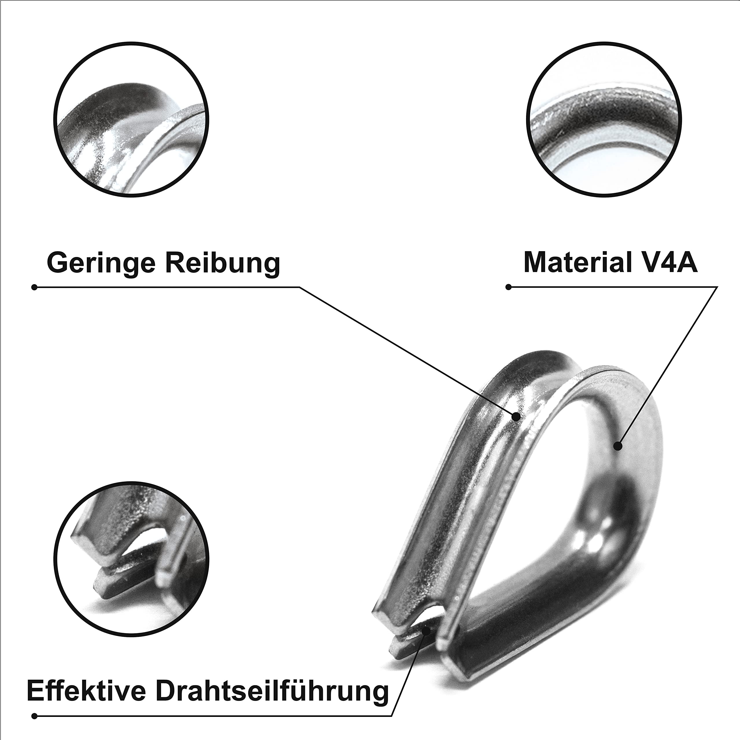 PRIOstahl Geländerbau Kausche 10 mm Edelstahl V4A 10 Stück