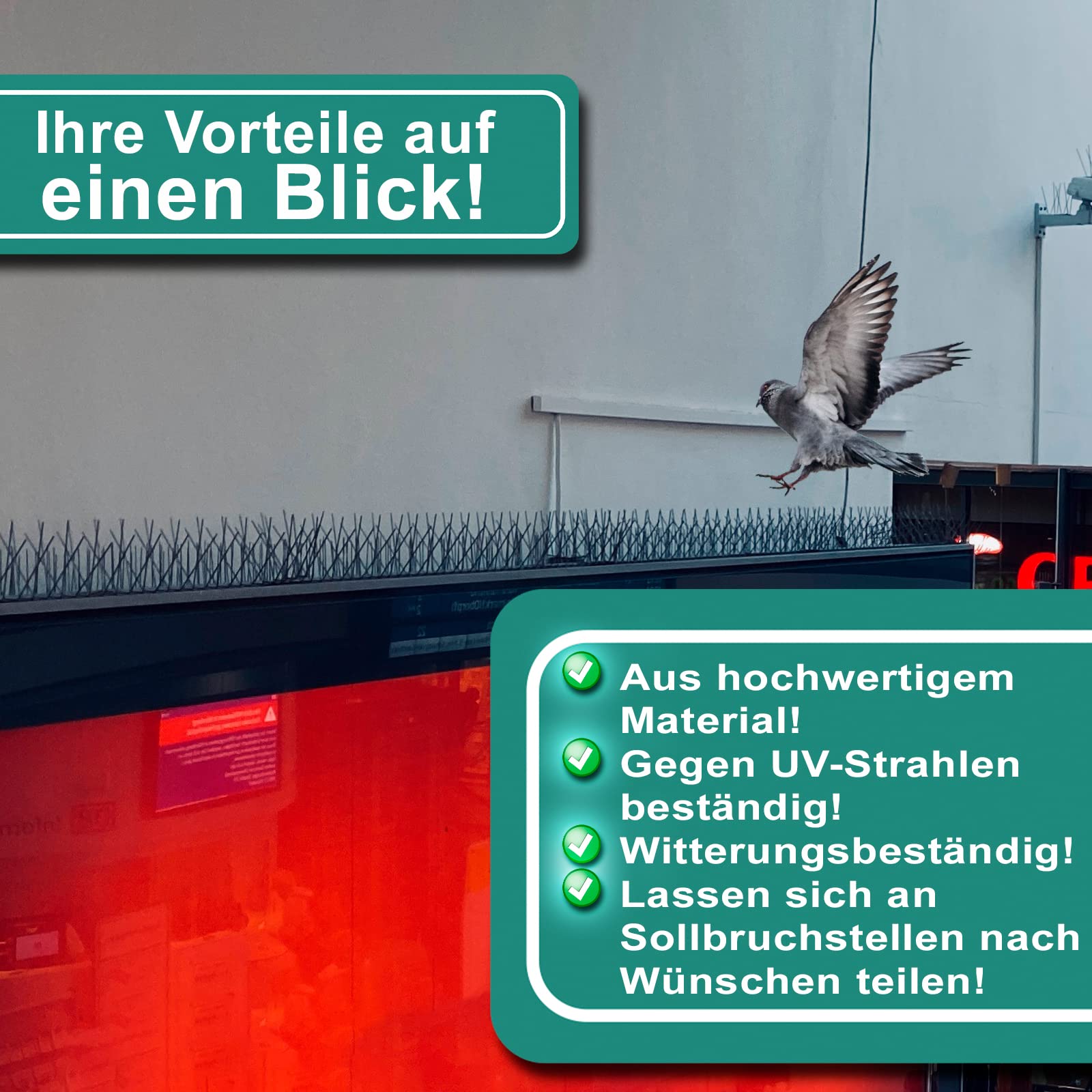 PRIOstahl Premium Taubenabwehr Edelstahl 6-reihig 5m