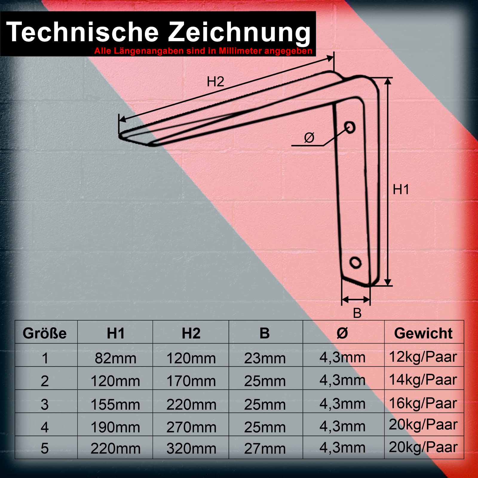 PRIOstahl Heimwerker Regalträger 155x220 Grau 2 Stück Stahl