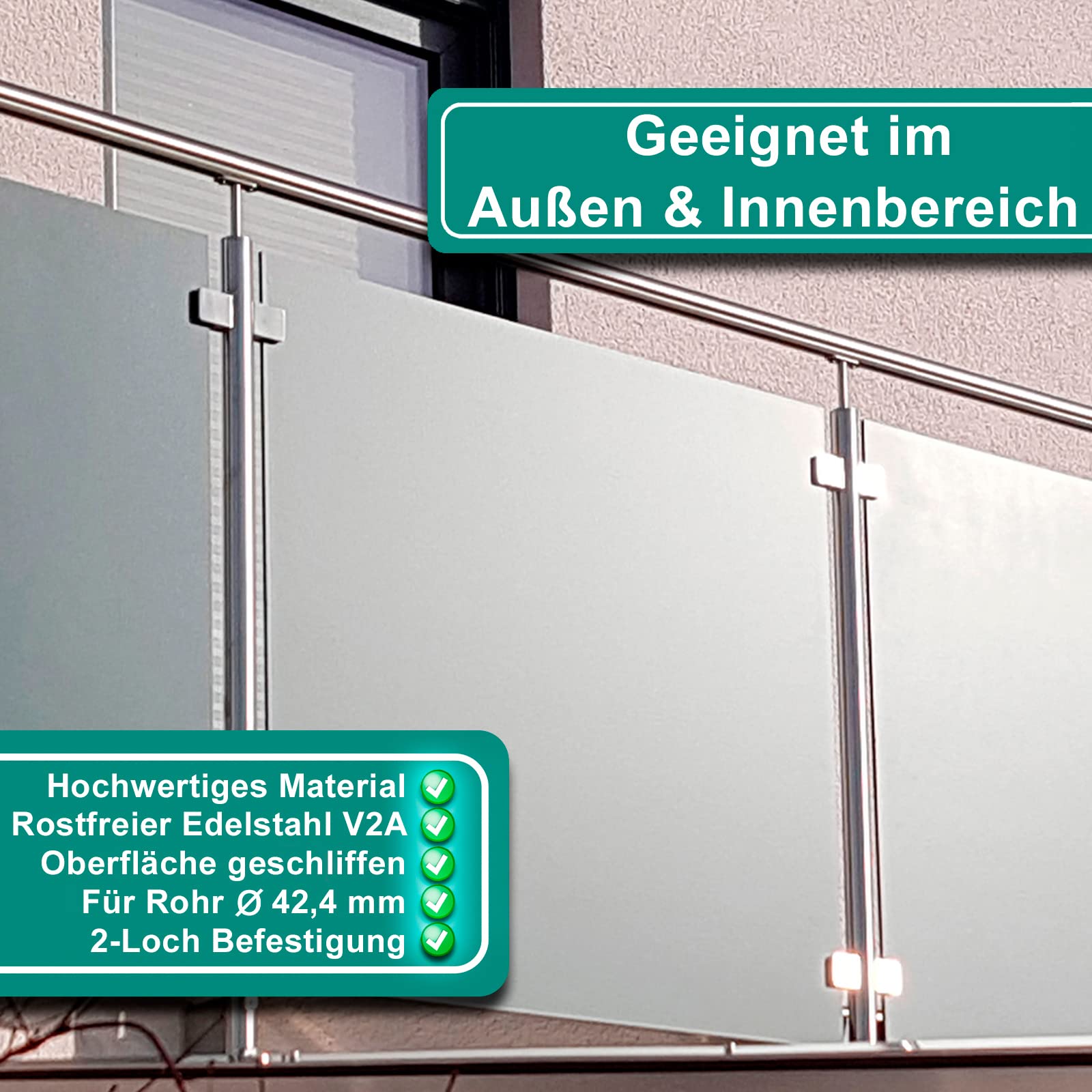 PRIOstahl Geländerbau Anschraubplatte 42,4 mm Edelstahl V2A 64x24 mm
