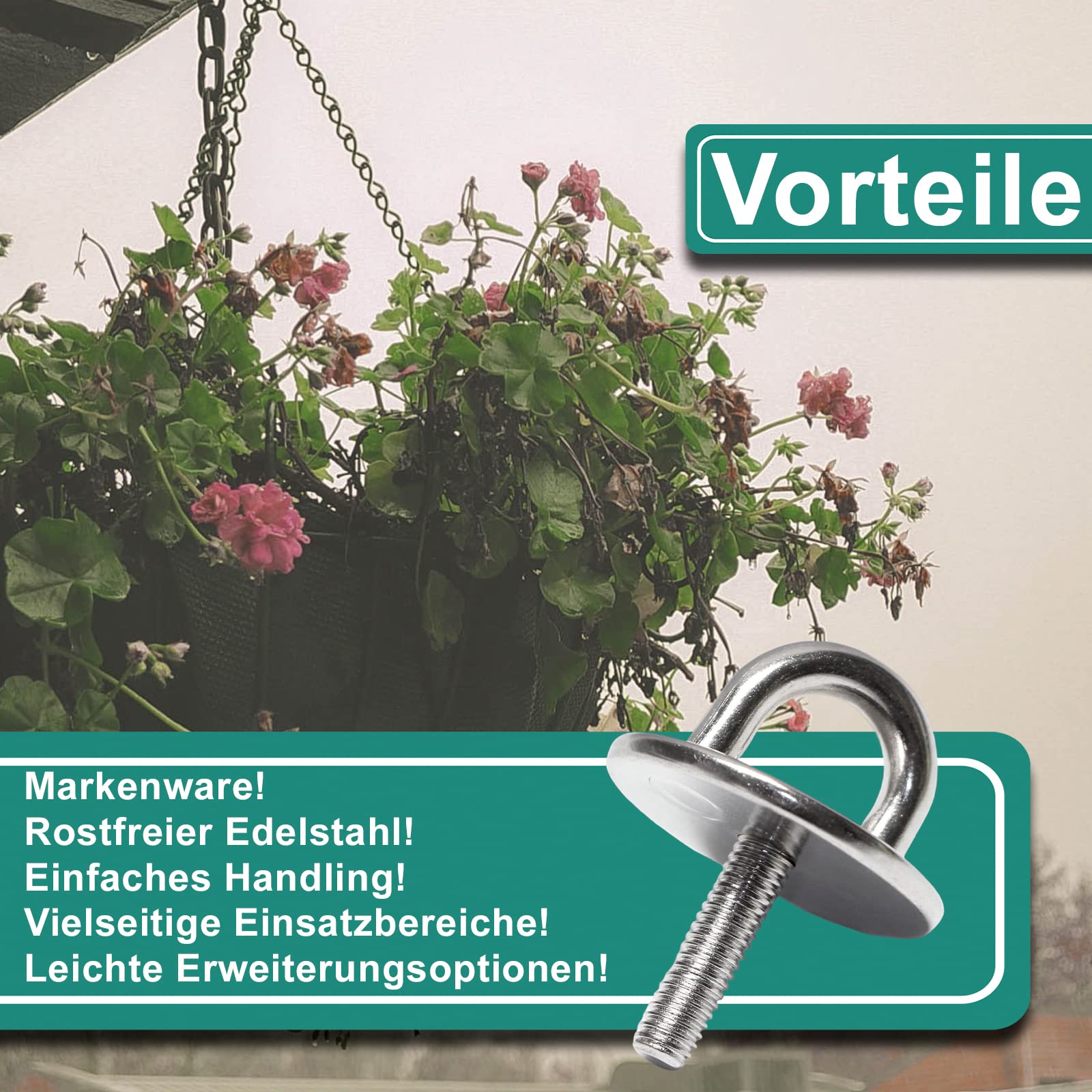 PRIOstahl Augplatte M8 Bügel 1 Stück Edelstahl V2A