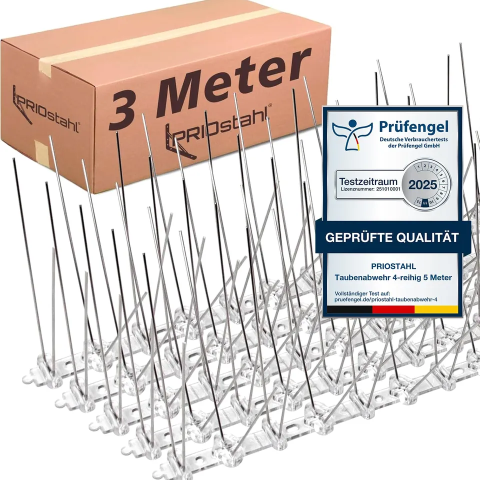 PRIOstahl Taubenspikes Edelstahl 4-reihig 3 m