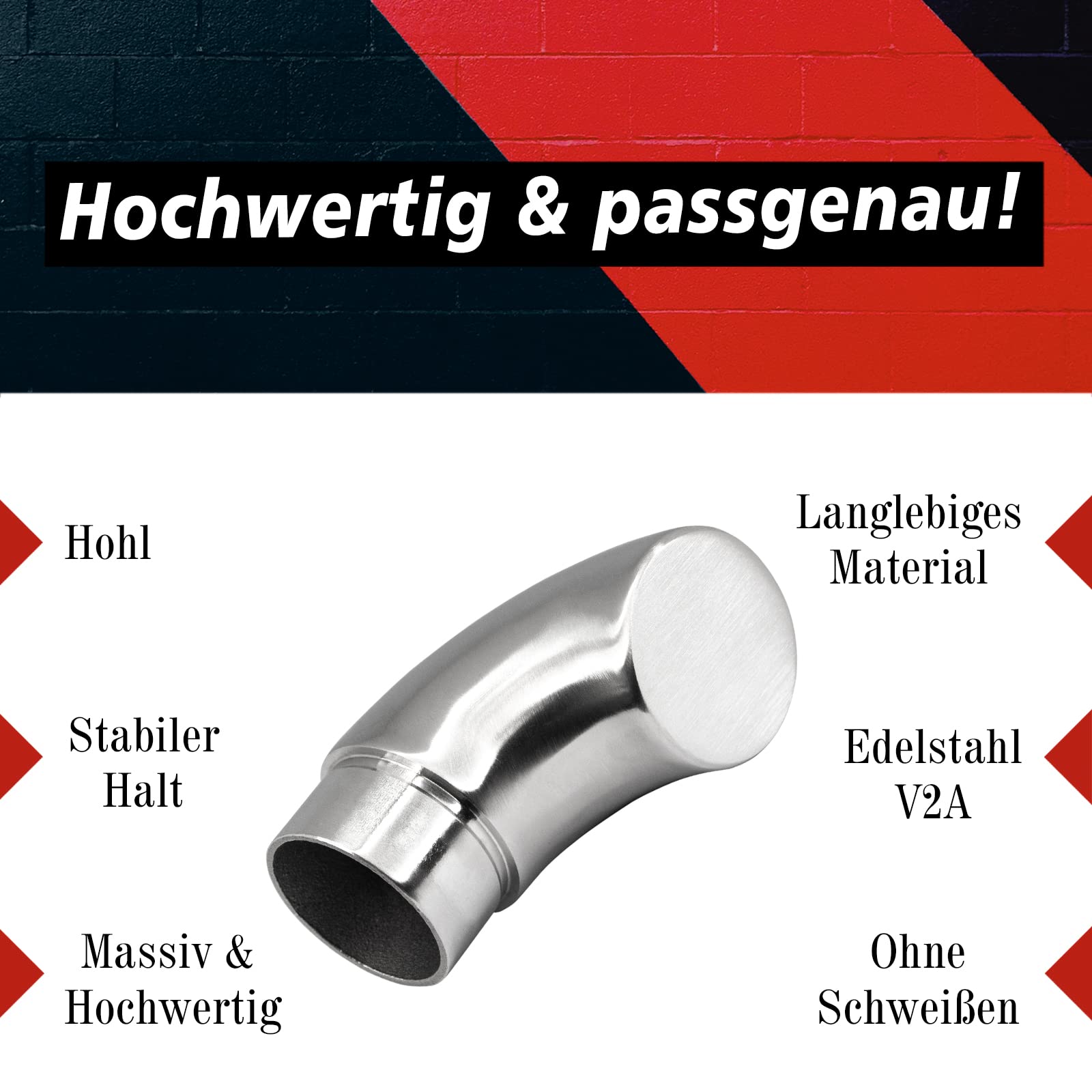 PRIOstahl Endbogen 42,4mm 90° 1 Stück Edelstahl V2A