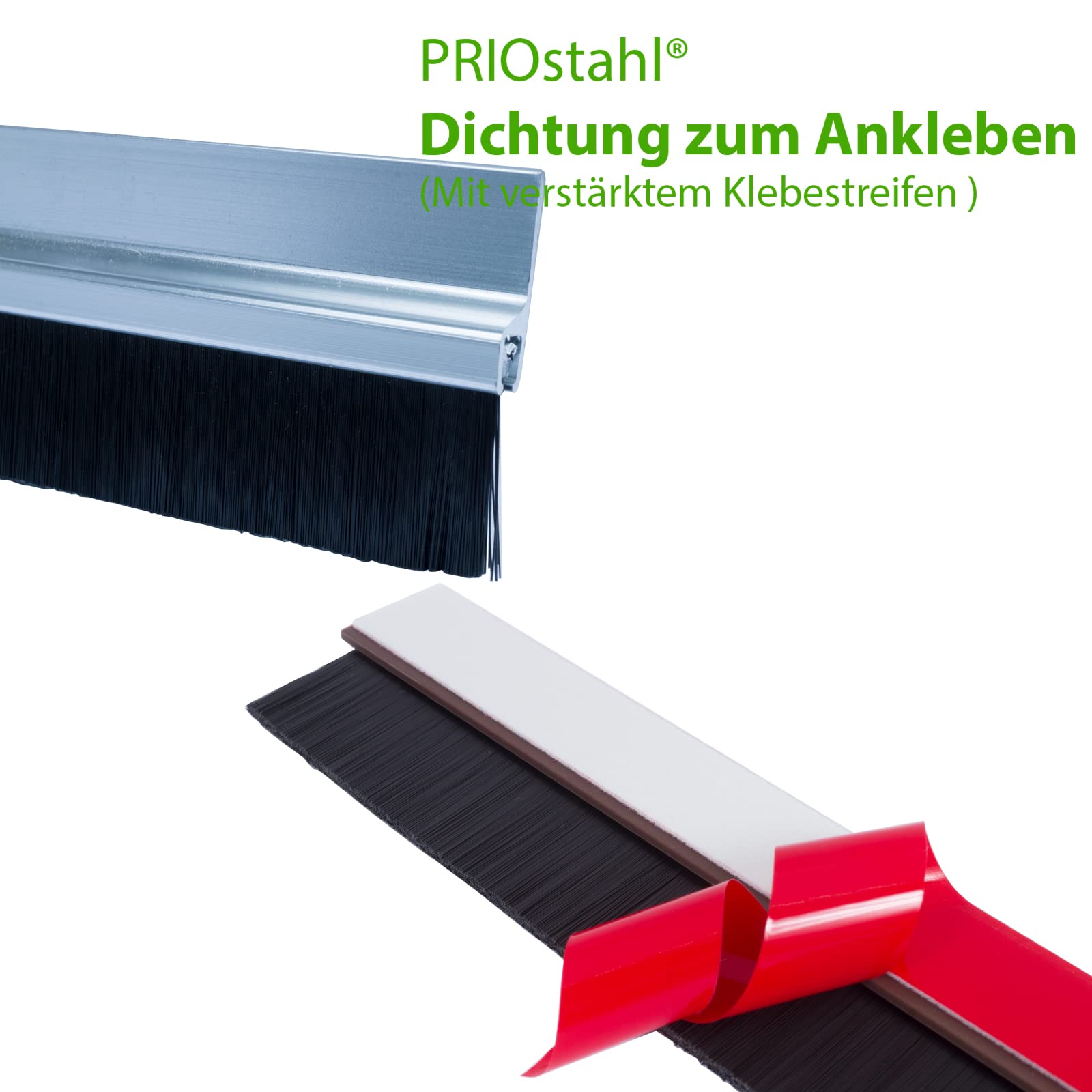 PRIOstahl Türdichtung Bürste Alu Weiß 1 Meter Selbstklebend