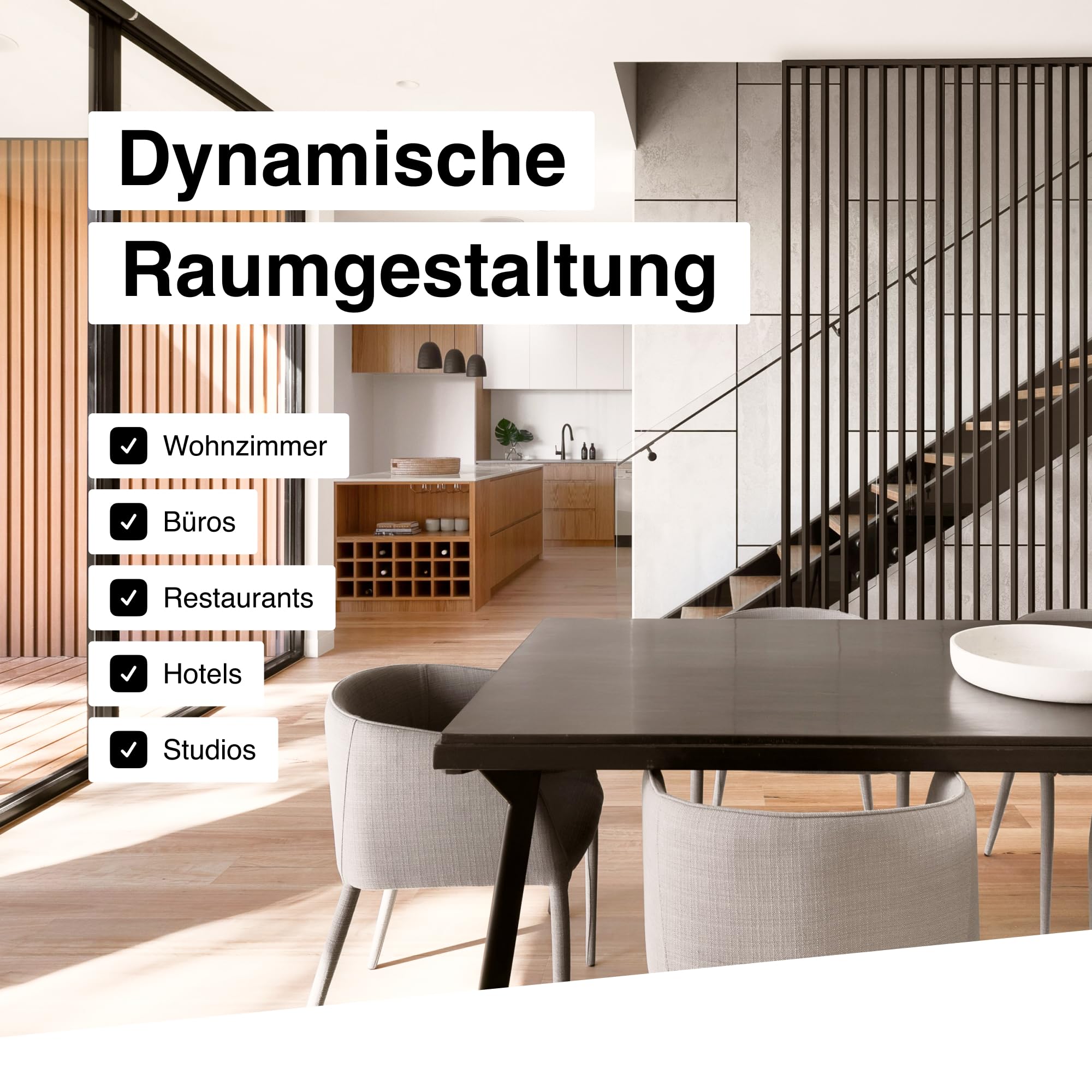 Hexim Raumteiler Lamellenwand 275x58 MDF Schwarz