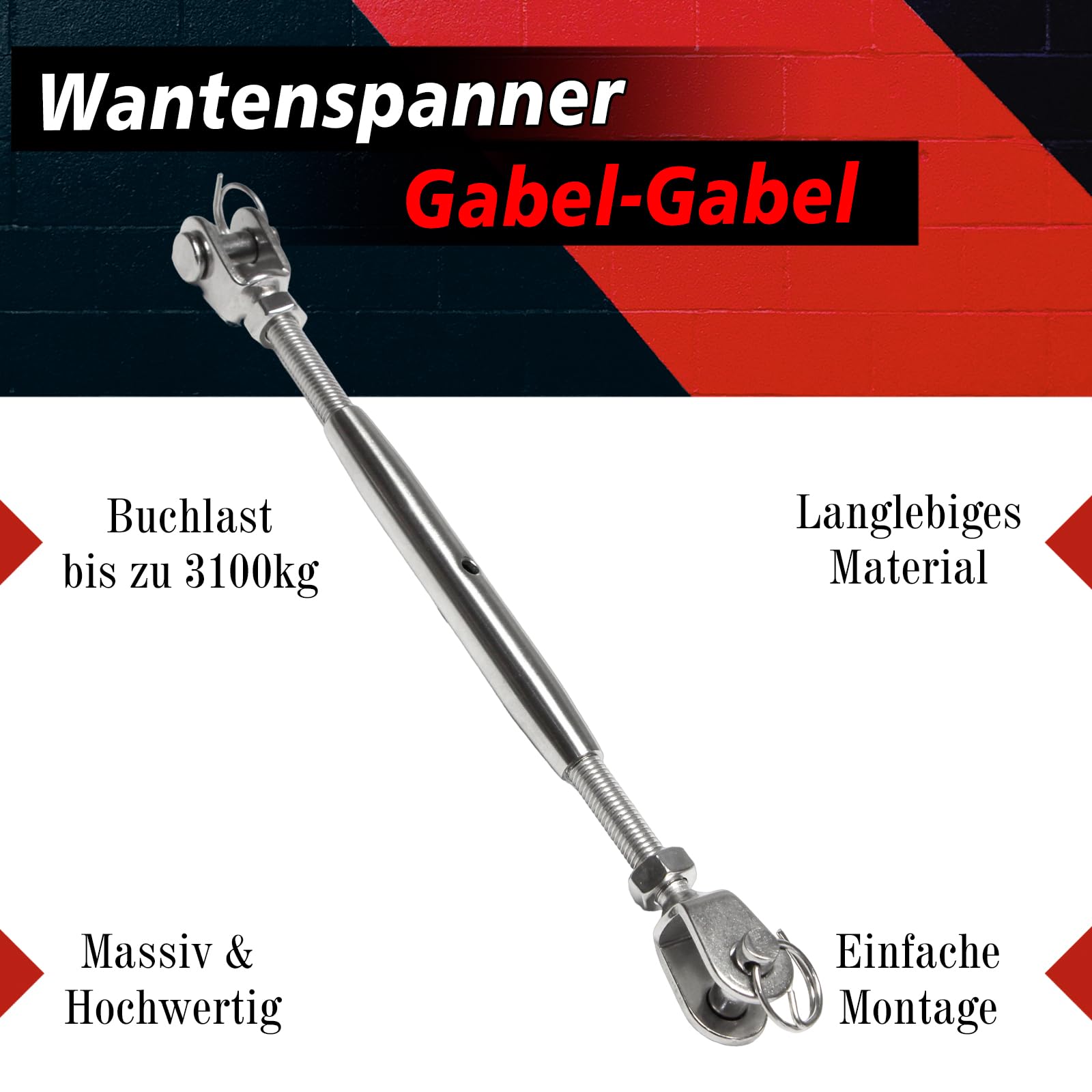 PRIOstahl Geländerbau Wantenspanner M8 Gabel Edelstahl V4A
