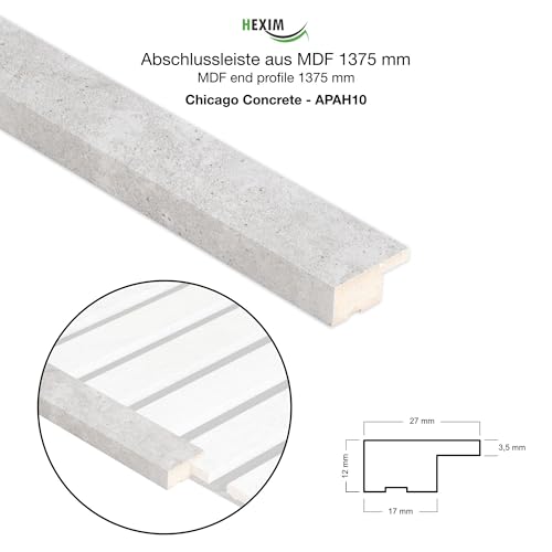 Hexim Akustikpaneele Abschlussleiste Chicago Concrete 137,5cm MDF