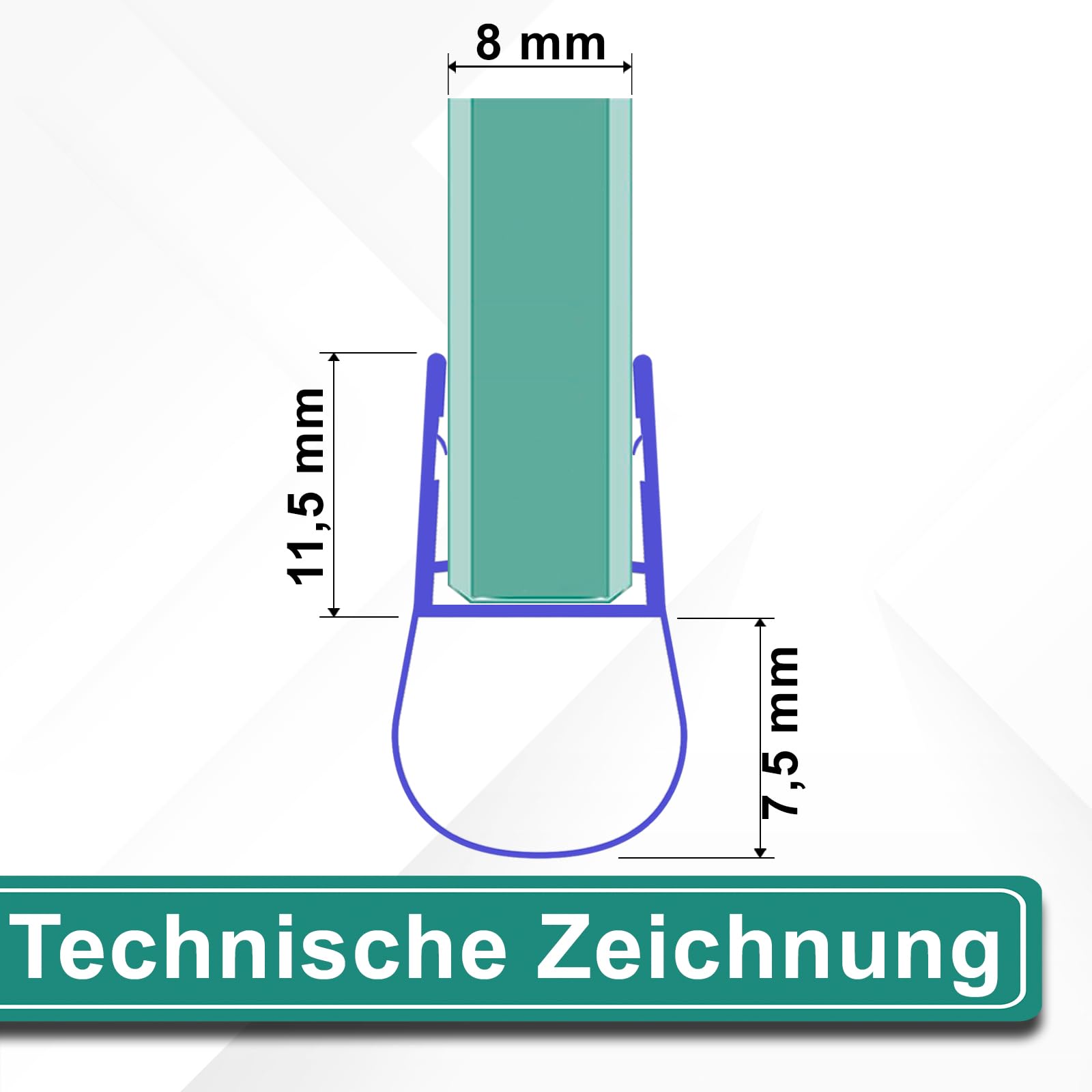 PRIOstahl Duschdichtung 8mm Transparent 2 Meter Variante 8