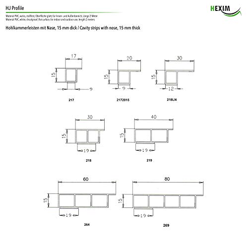 Hexim Bauen HJ 238 Deckleiste PVC 130x15 mm 2 m weiß