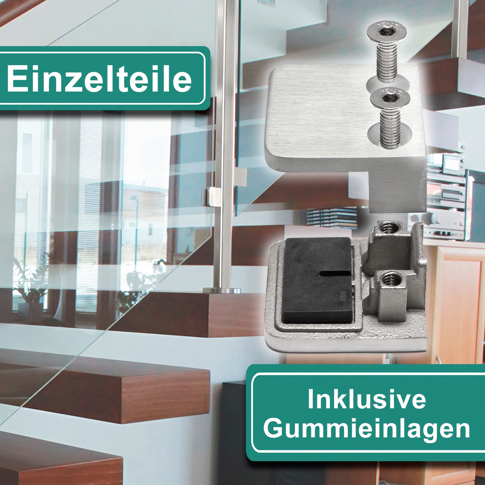 PRIOstahl Glashalter Flach 8mm Edelstahl V2A 45mm 4 Stück