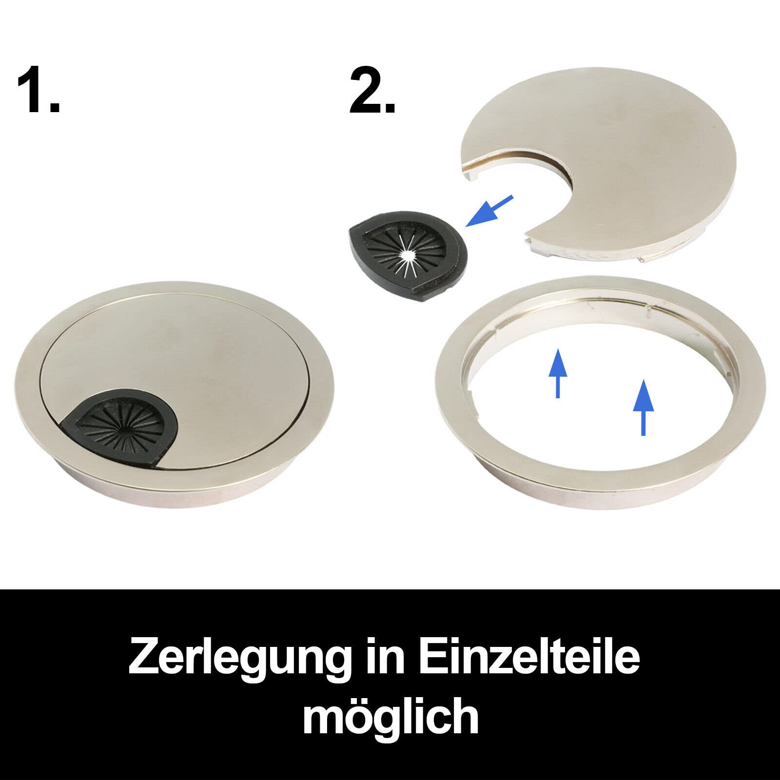 PRIOstahl Kabeldurchlass Ø90mm Bürste Edelstahl-Optik