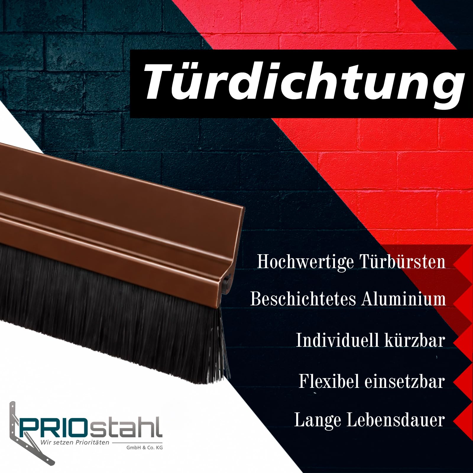 PRIOstahl Bürstendichtung Türdichtung braun 1 m selbstklebend