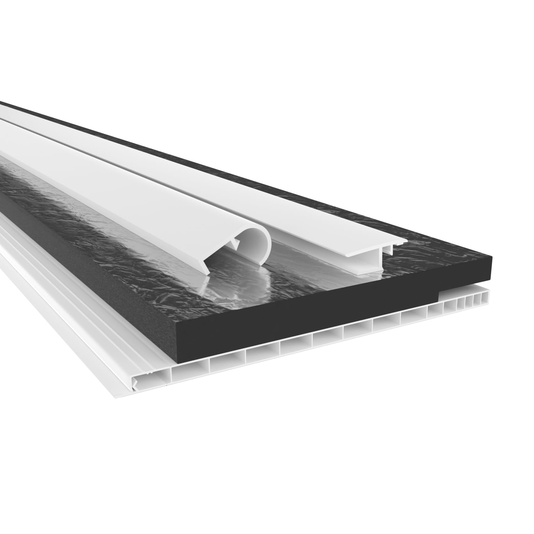 Hexim Aufnahmeprofil 42mm PVC Klemmprofil 2 Meter weiß
