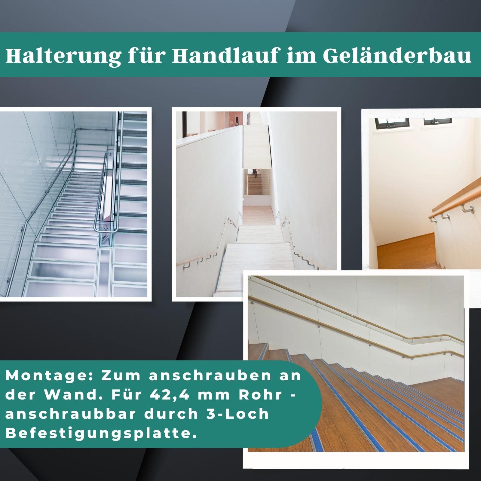 PRIOstahl Geländerbau Handlaufhalter 42,4 mm Edelstahl V2A 1 Stück