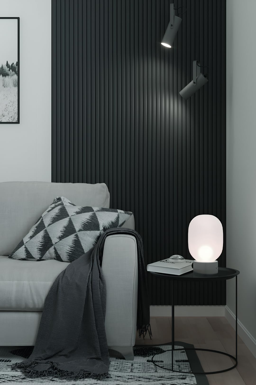 Hexim Wave Lamellenwand 101cm Black Lead MDF 2,75m Set