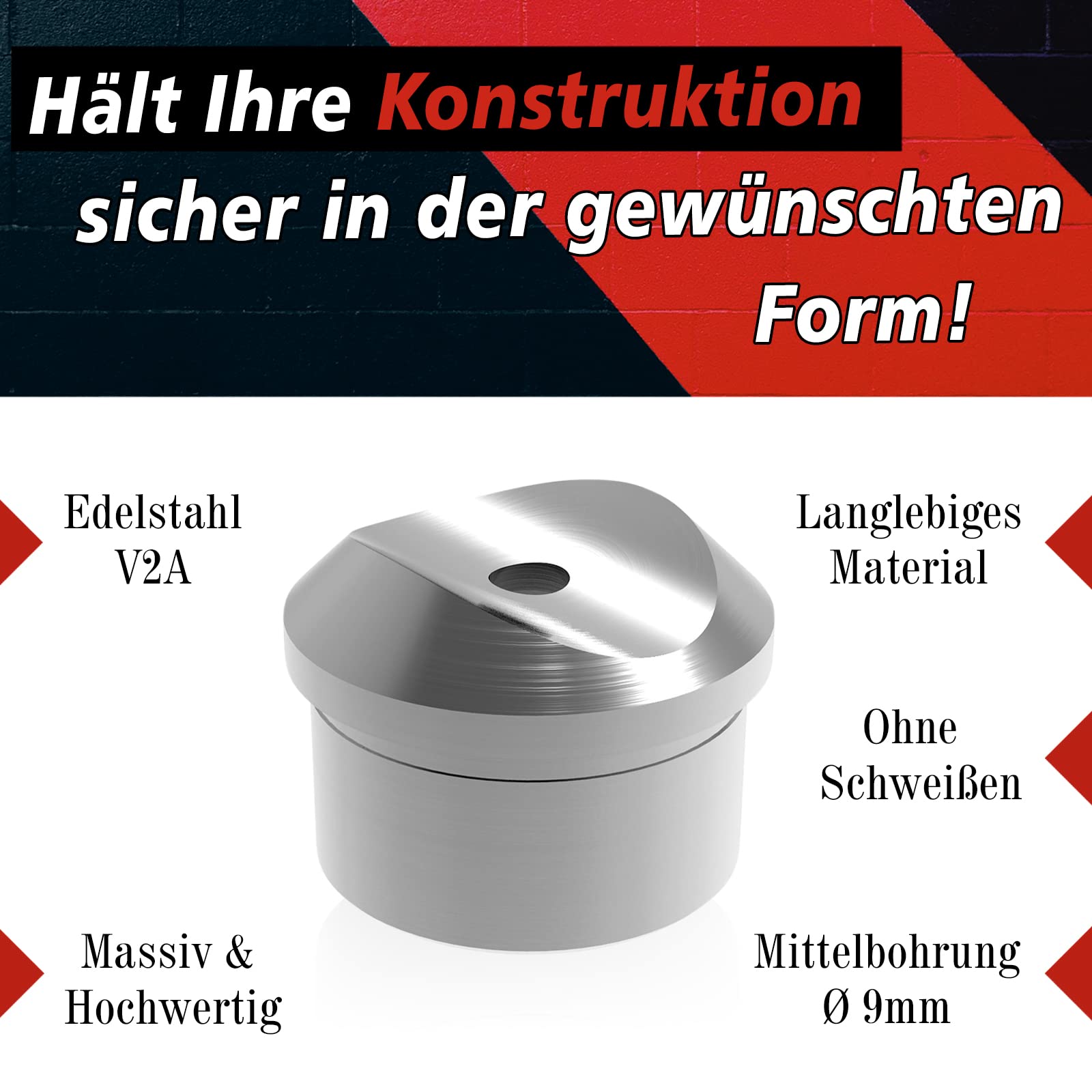 PRIOstahl Geländerbau Rohradapter rund 42,4 mm Edelstahl 1 Stück