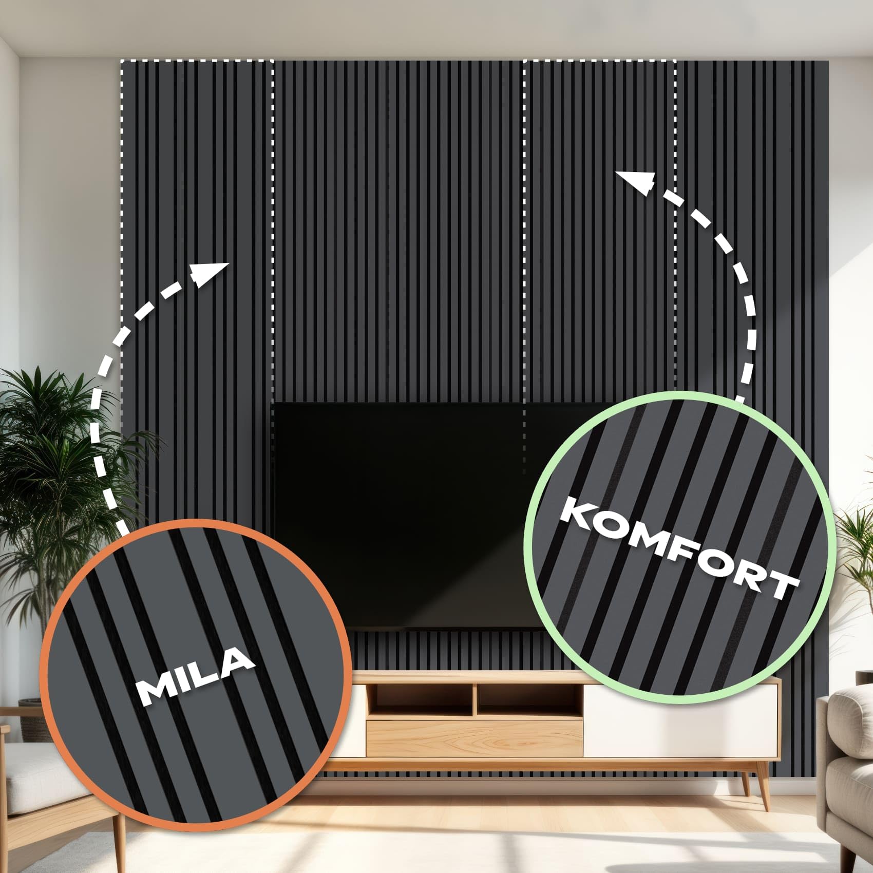 Hexim Akustikpaneele Mila 138,5x60 4er Black Lead 3,32 m²