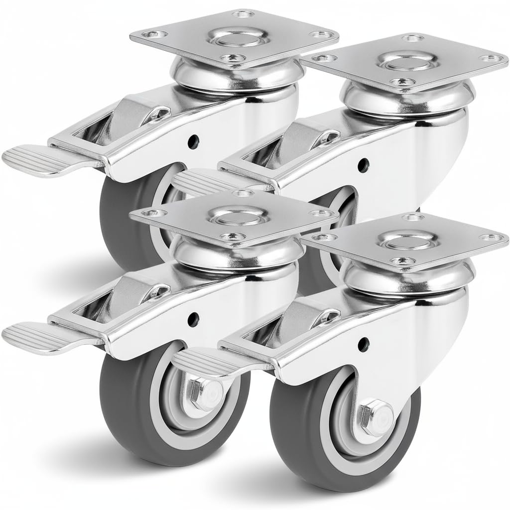 PRIOstahl Transportrollen 100mm Möbelrollen 4er Set Bremse