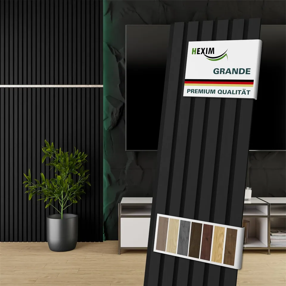 Hexim Akustikpaneele Grande 2er Set 140x30 cm Black Ash