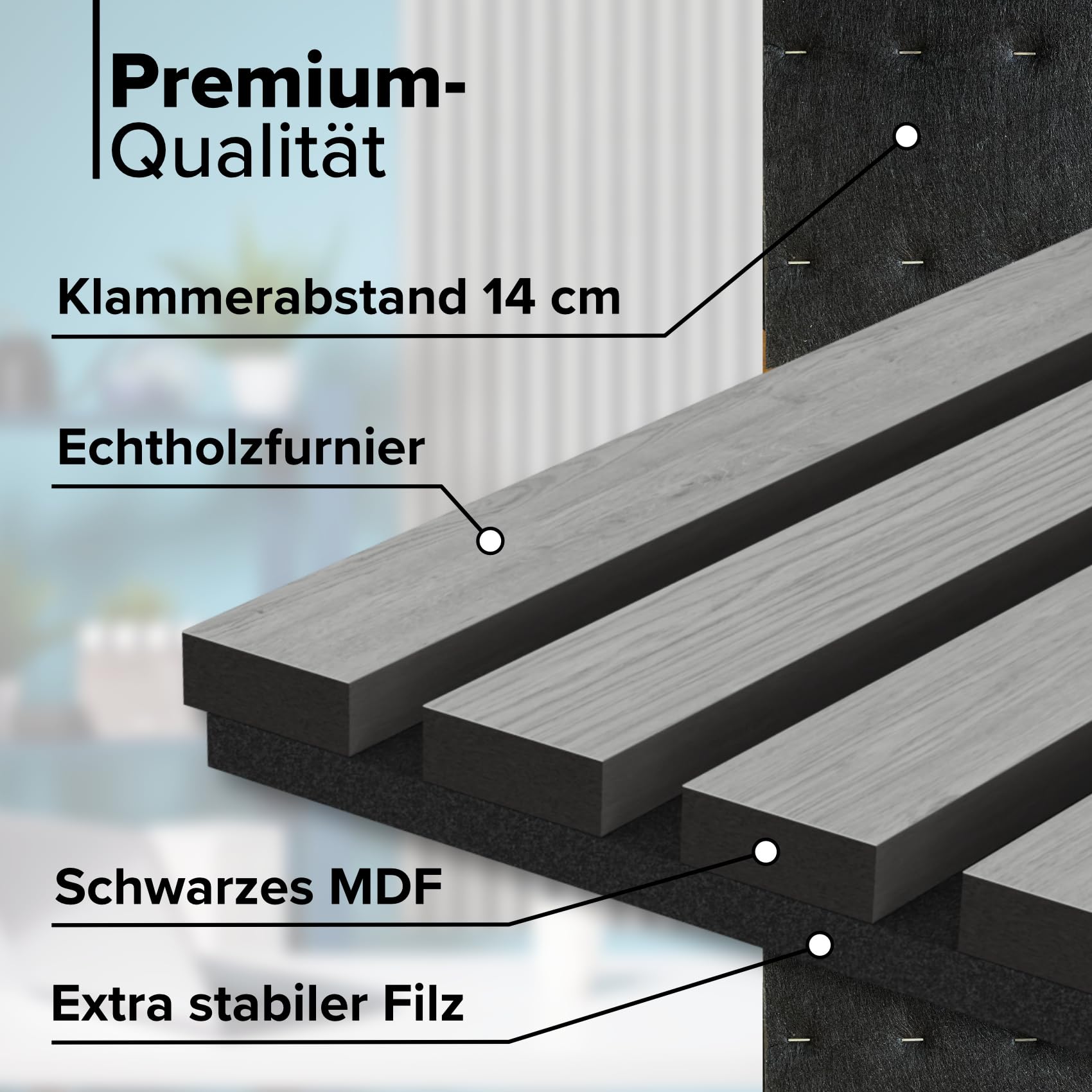 Hexim Akustikpaneele Musterstück Grey Oak 200x305 mm