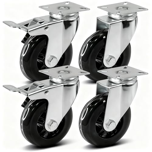 PRIOstahl Transportrollen 100mm Set 4 transparent mit Bremse