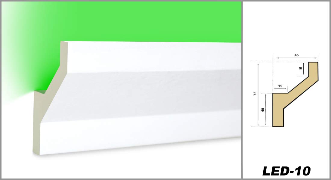 Hexim LED-10 Stuckleisten 75x45mm LED Profil PU 2m