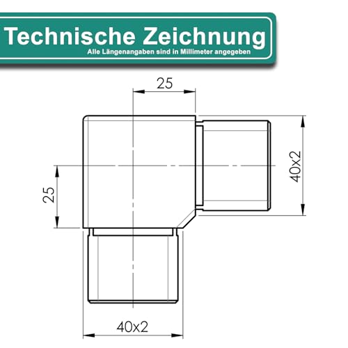 PRIOstahl Eckverbinder 90° Rohrverbinder 40x40 V2A