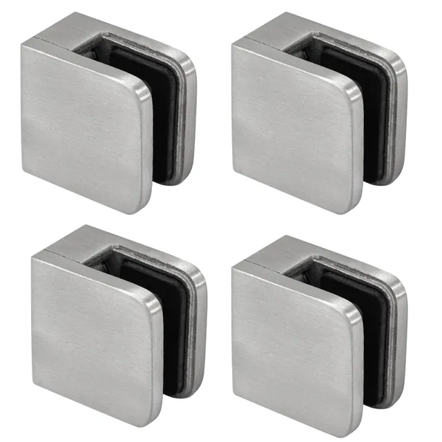 PRIOstahl Glashalter 30x30x18mm Glasklemme 4 mm 4er Set V2A Flach