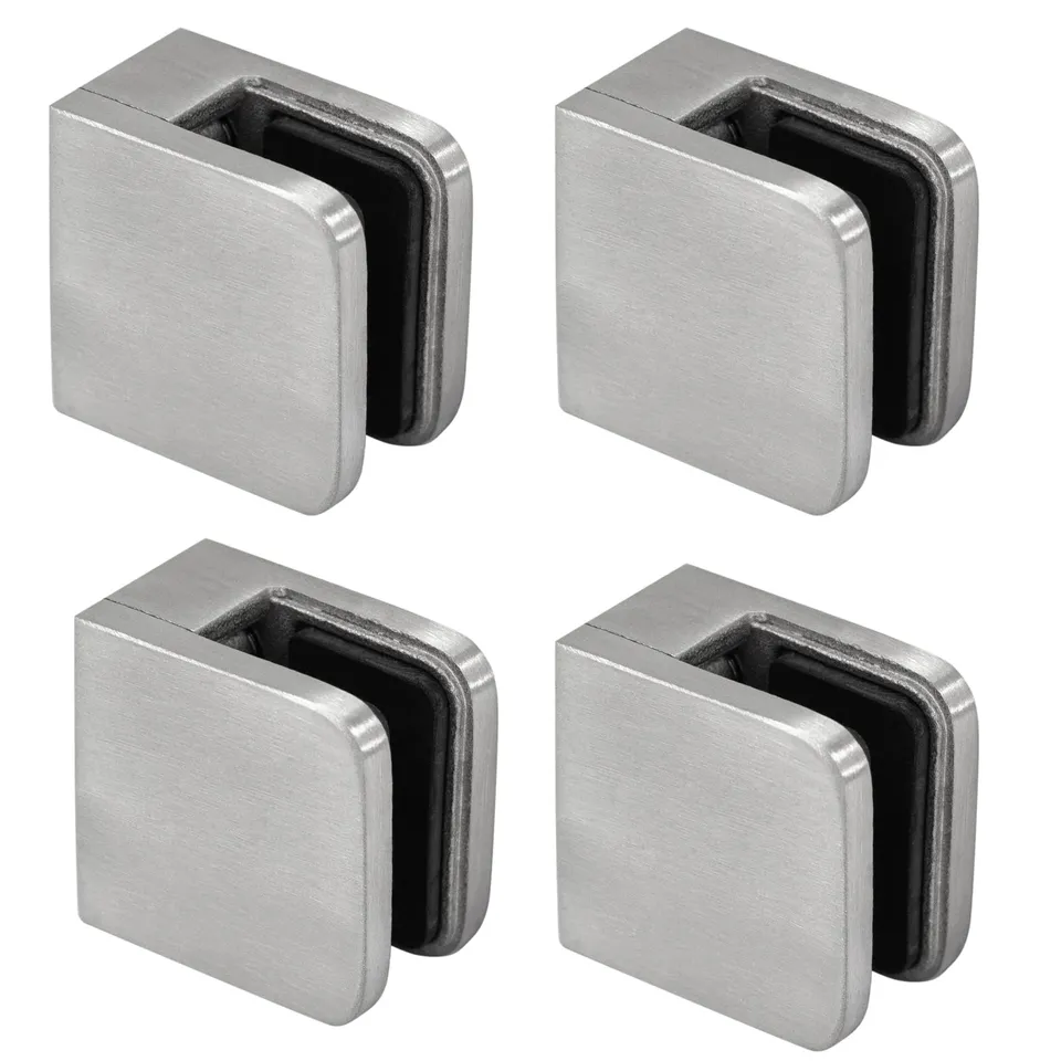 PRIOstahl Glashalter 30x30x18mm Glasklemme 4 mm 4er Set V2A Flach