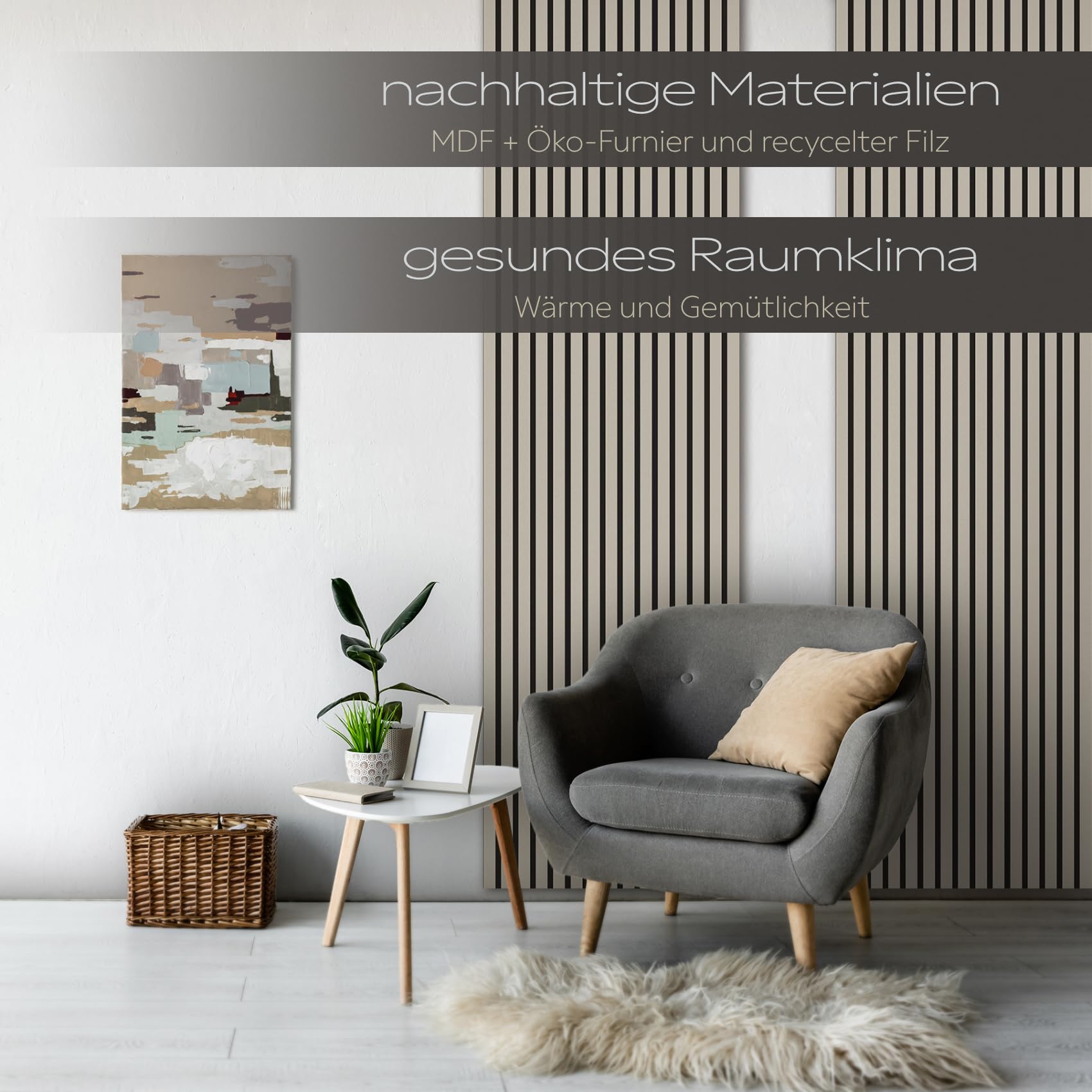 Hexim Akustikpaneele Comfort 278x60 Wandpaneele Sandgrey 2er