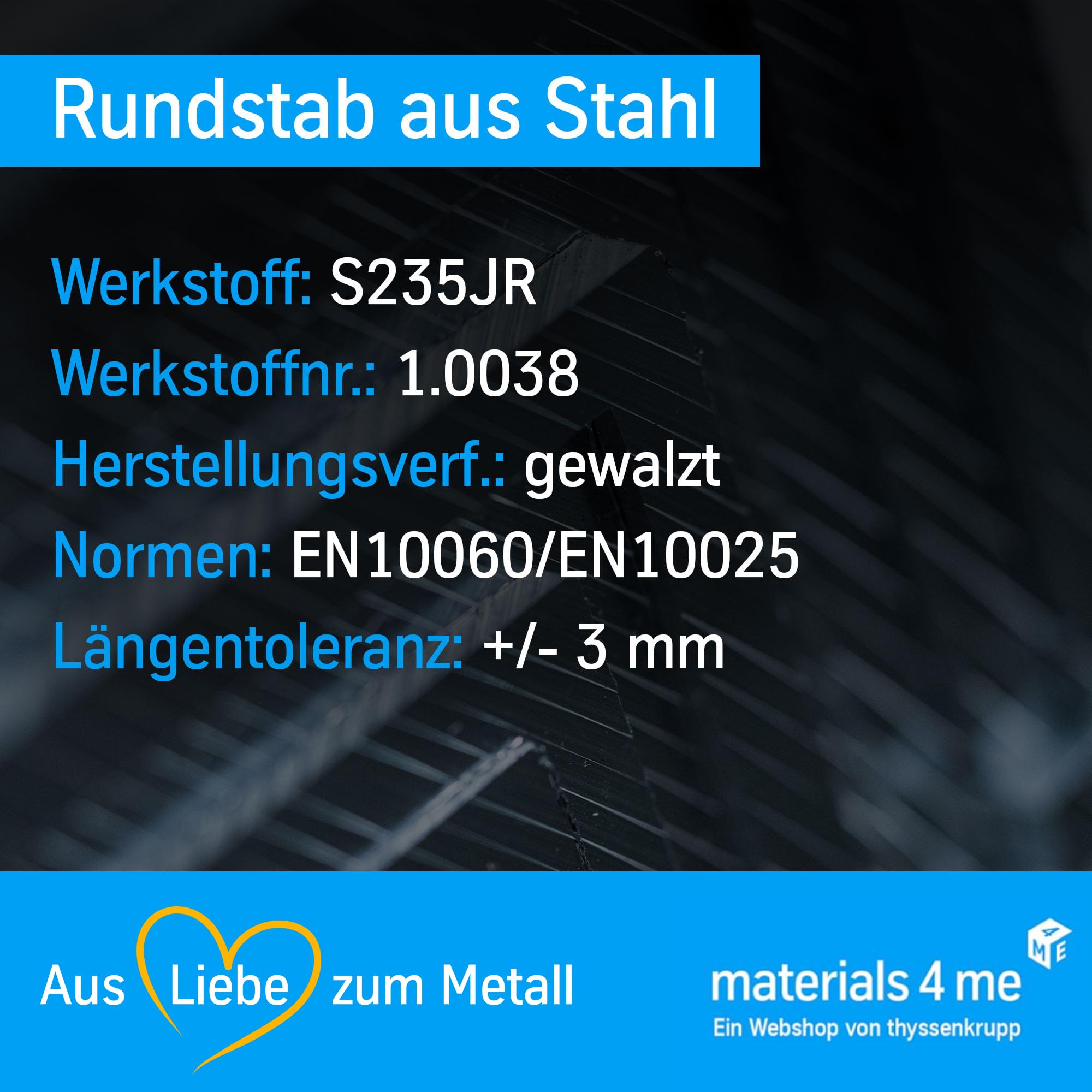 thyssenkrupp Steel Rundstahl Ø8 mm 1500 mm S235JR