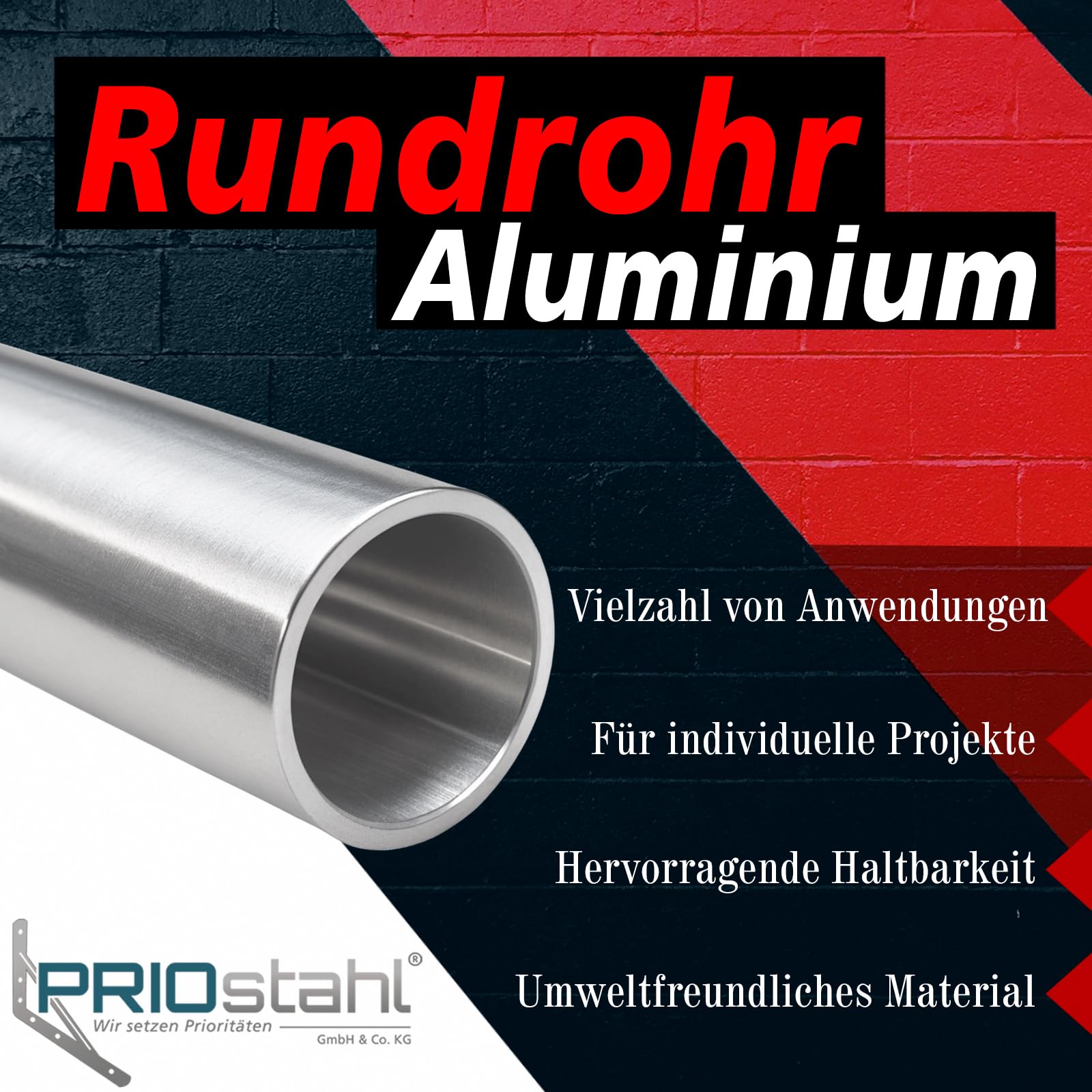 PRIOstahl Aluminiumrohr 20x2mm 2000mm Rundrohr Alu