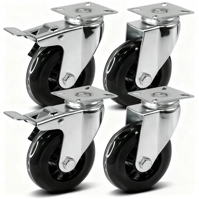 PRIOstahl Transportrollen 100mm Set 4 transparent mit Bremse