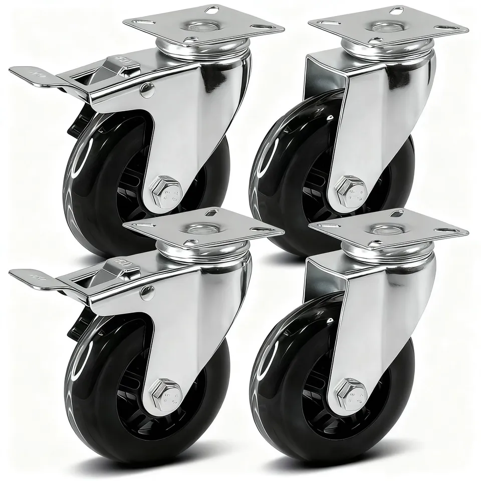 PRIOstahl Transportrollen 100mm Set 4 transparent mit Bremse
