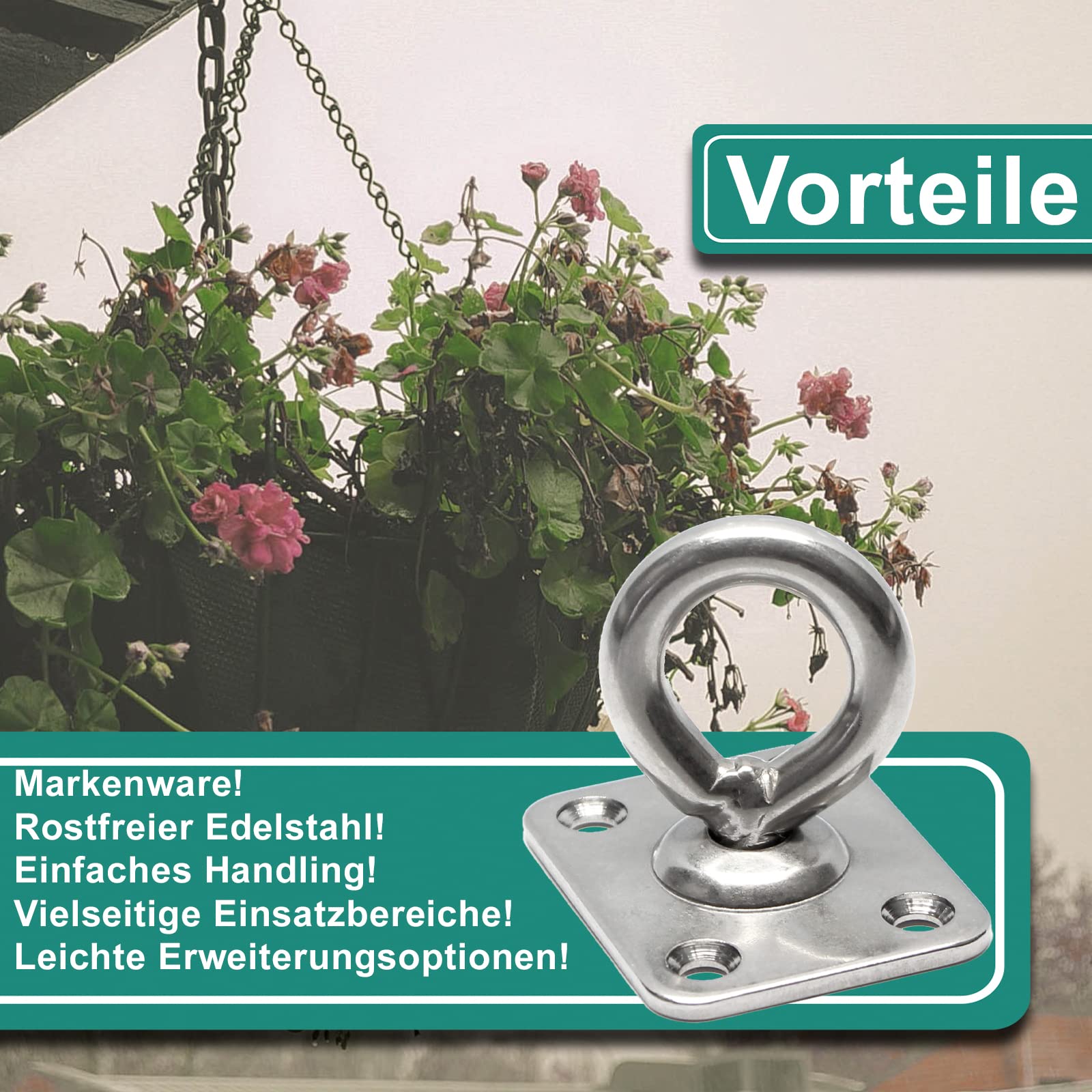 PRIOstahl Augplatte 8x50mm Edelstahl Deckenplatte 4 Stück drehbar