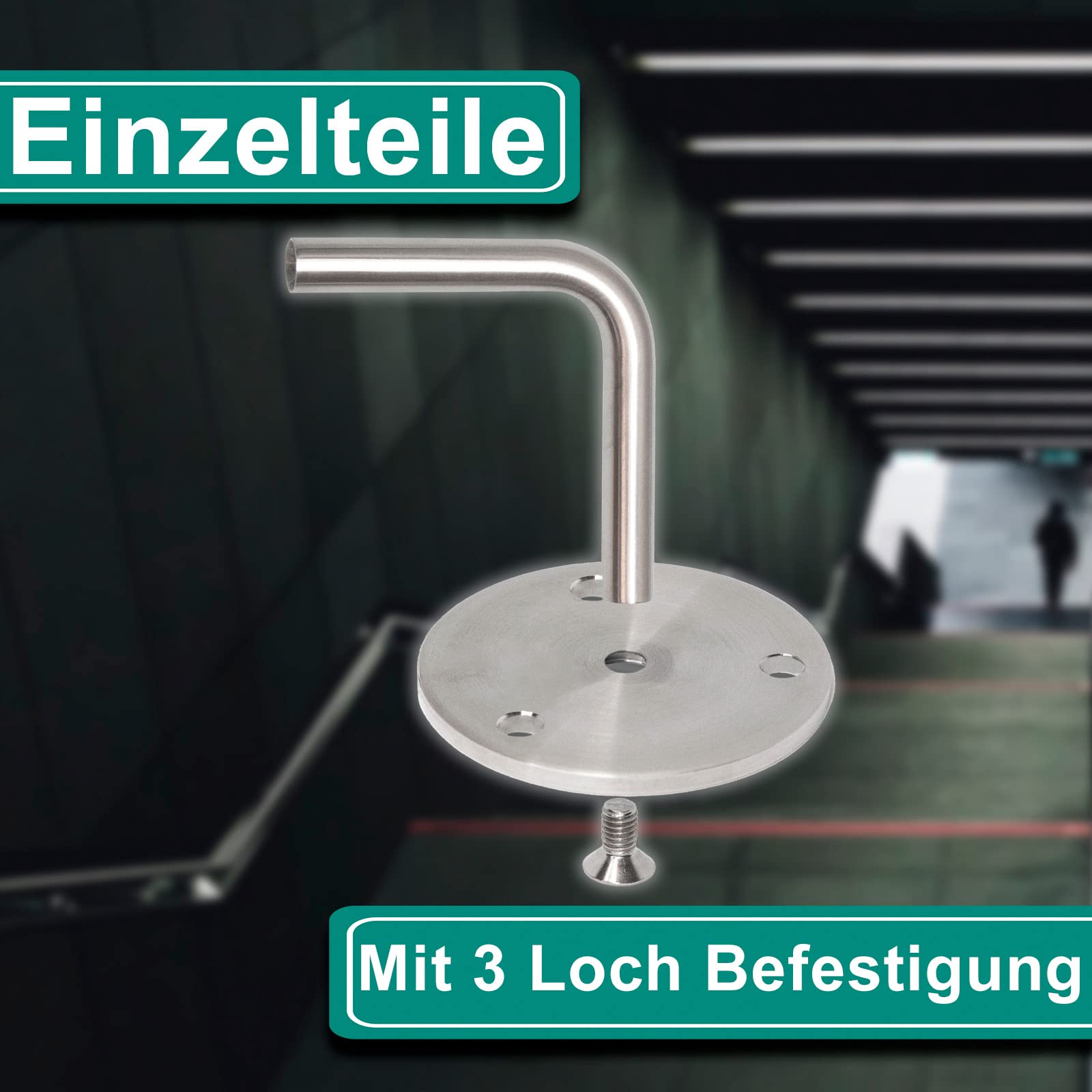 PRIOstahl Geländerbau Handlaufhalter 3-Loch Wand Edelstahl V2A 1 St