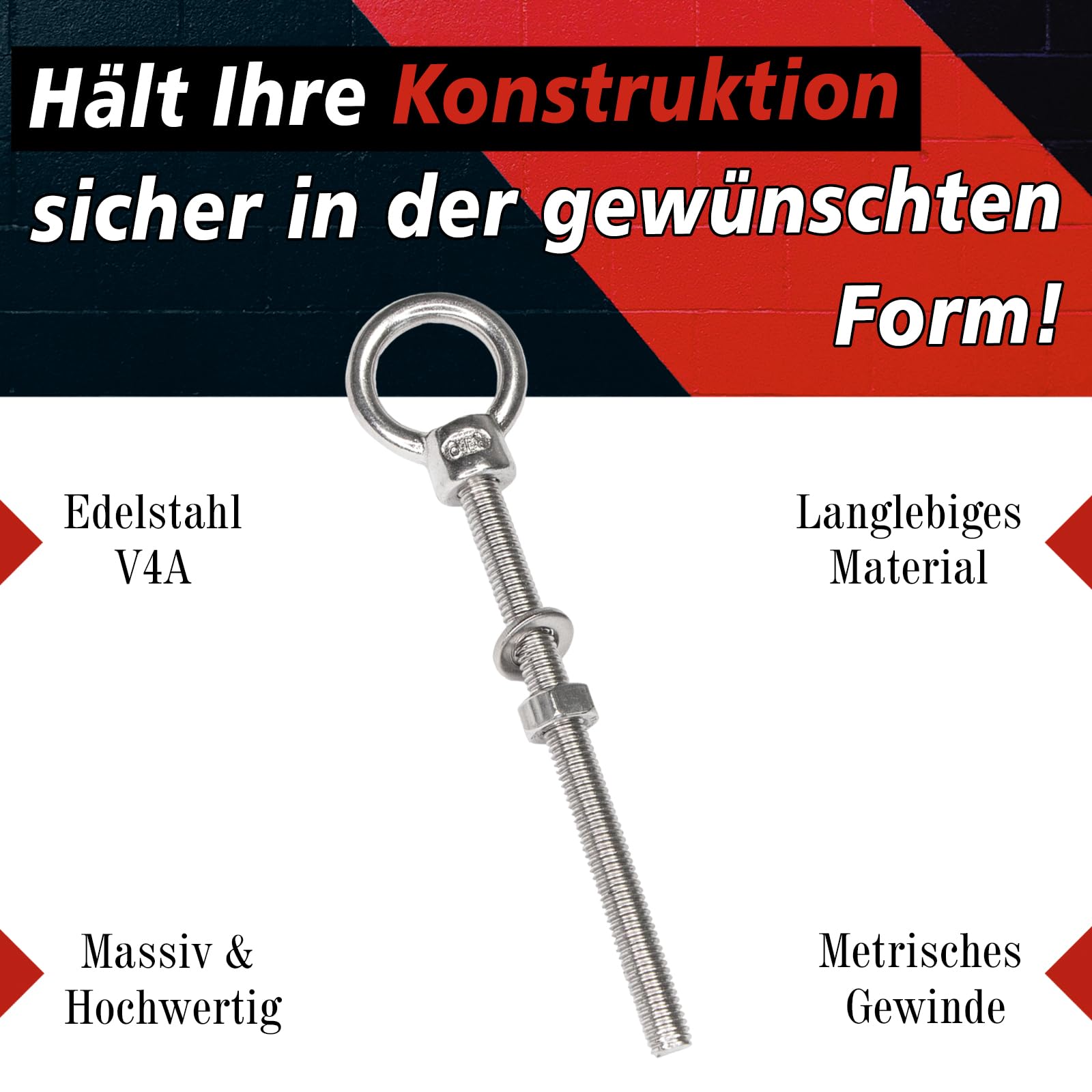 PRIOstahl Augbolzen M8x80 Ringschraube V4A 8 Stück