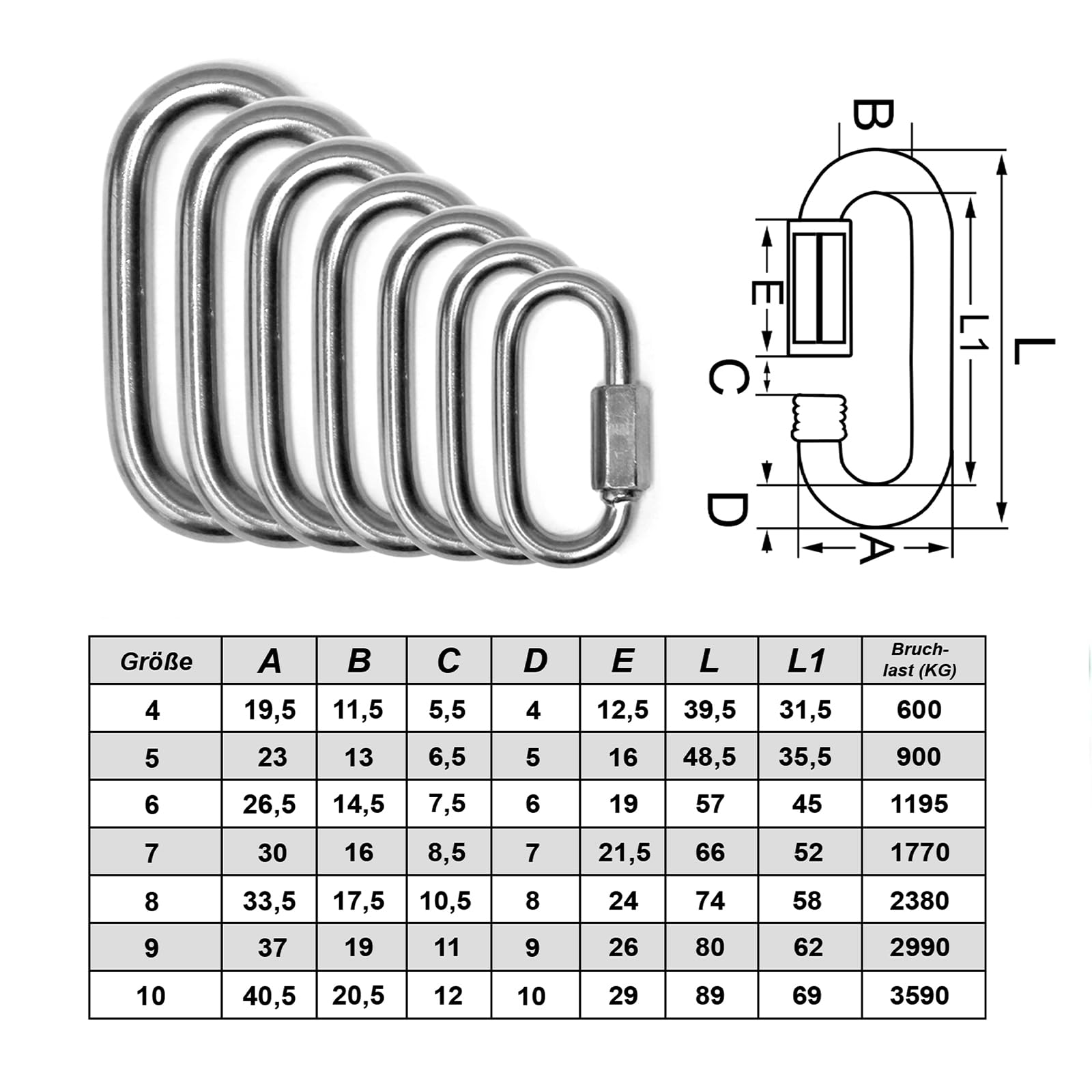 PRIOstahl Befestigungsmaterial Kettenglied 3,5x40 mm V4A