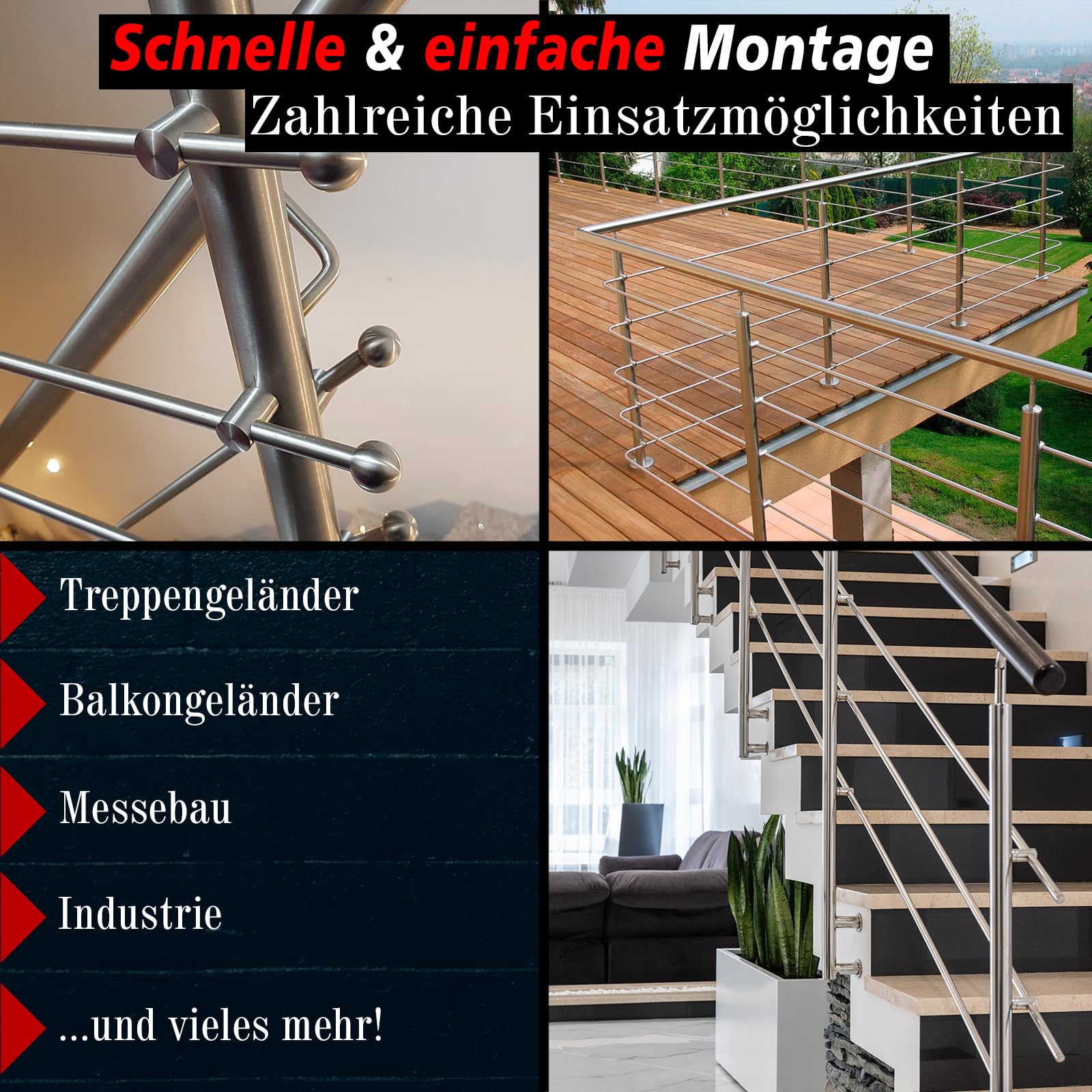 PRIOstahl Querstabhalter 12mm 10 Stück Edelstahl V2A 42,4mm