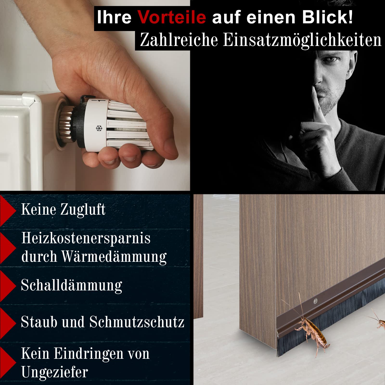 PRIOstahl Befestigungsmaterial Türdichtung Braun 1m Bürstendichtung