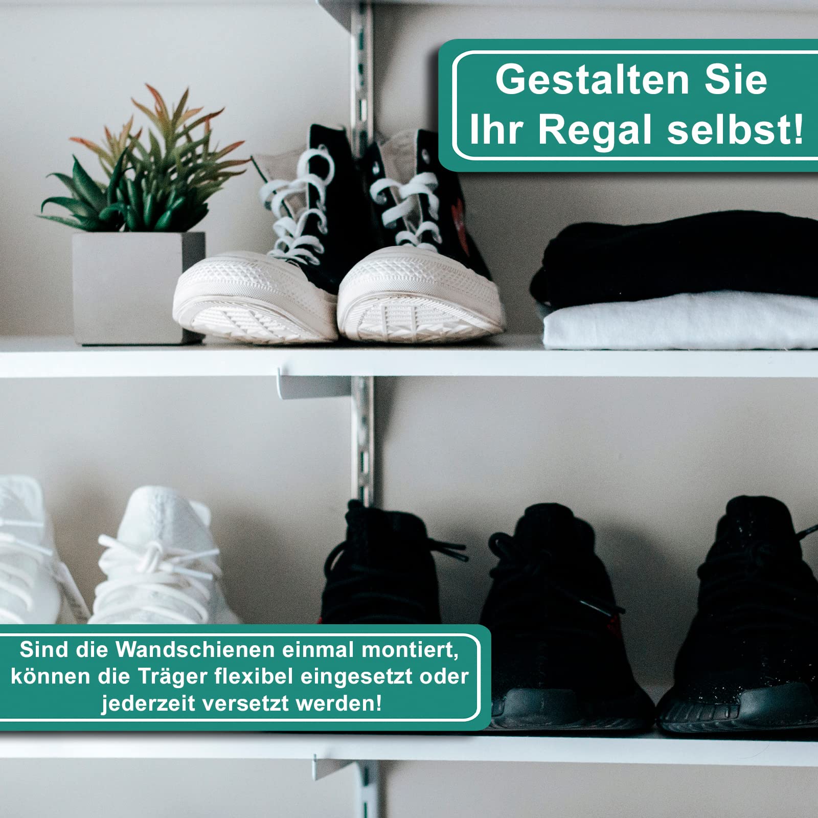 PRIOstahl Wandschiene 1-reihig 2000 mm Weiß 2 Stück Schwerlast